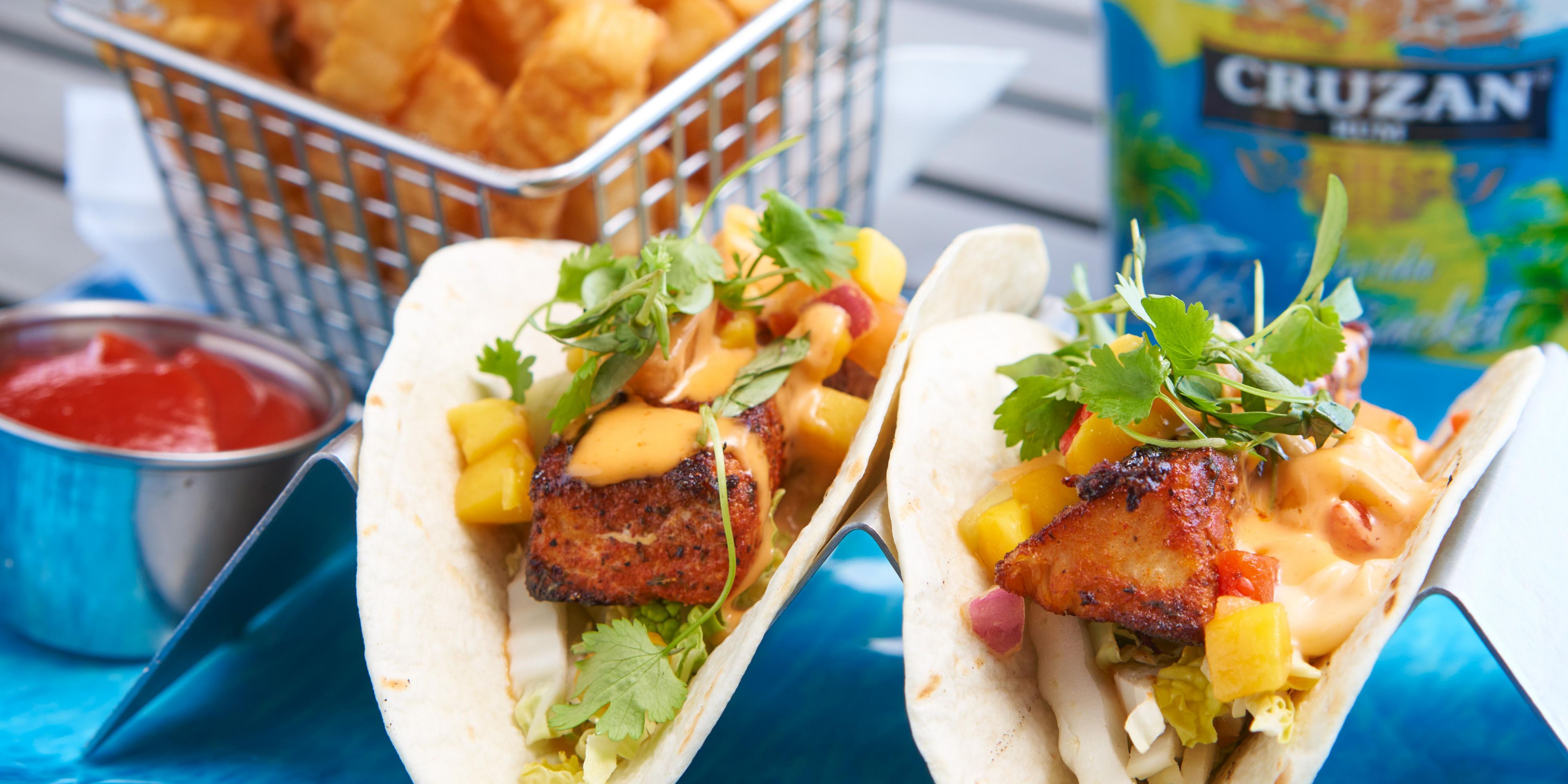 A must-try Blackened Mahi Tacos from our restaurant.