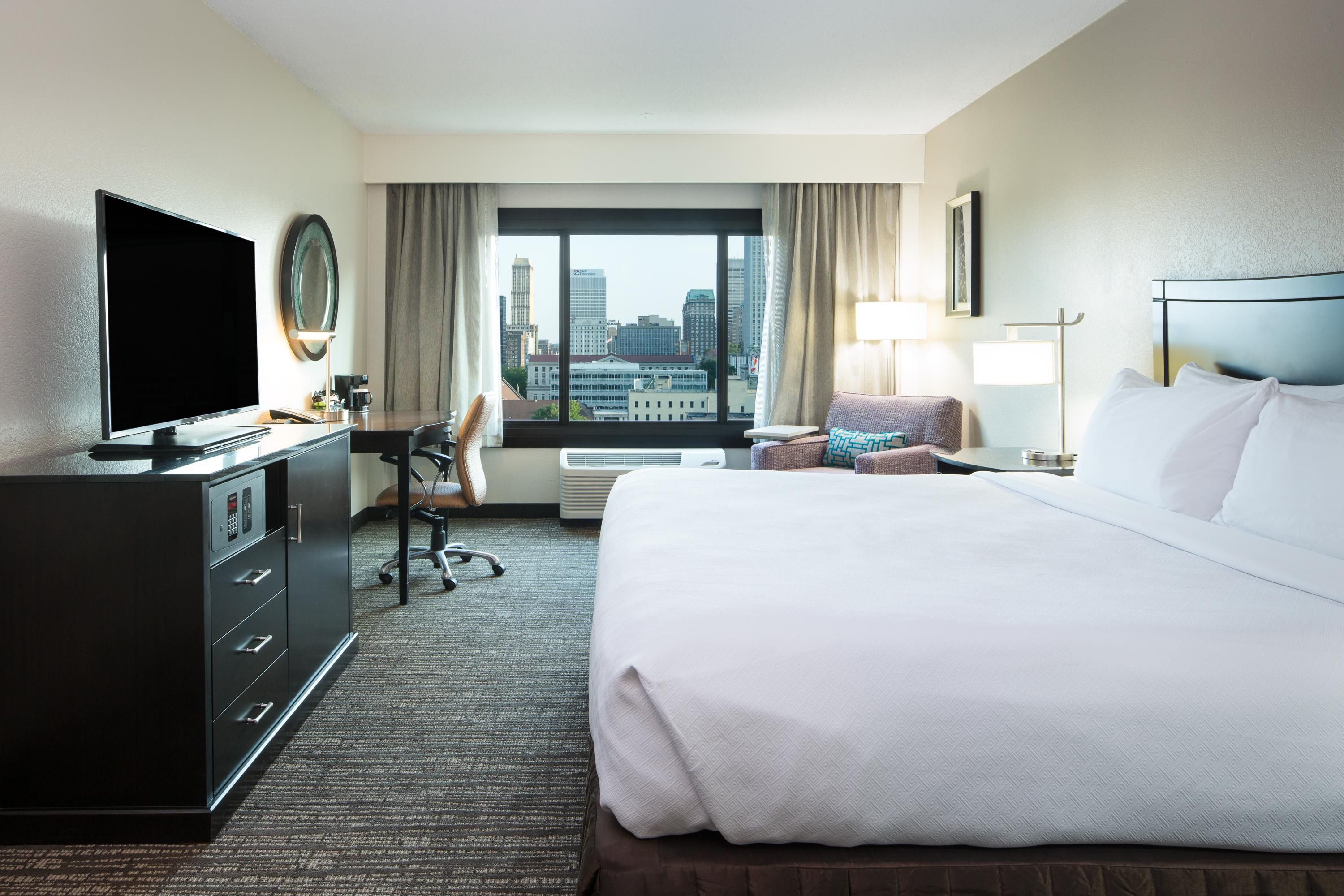 Our spacious king room gives you a top of the world scenic view