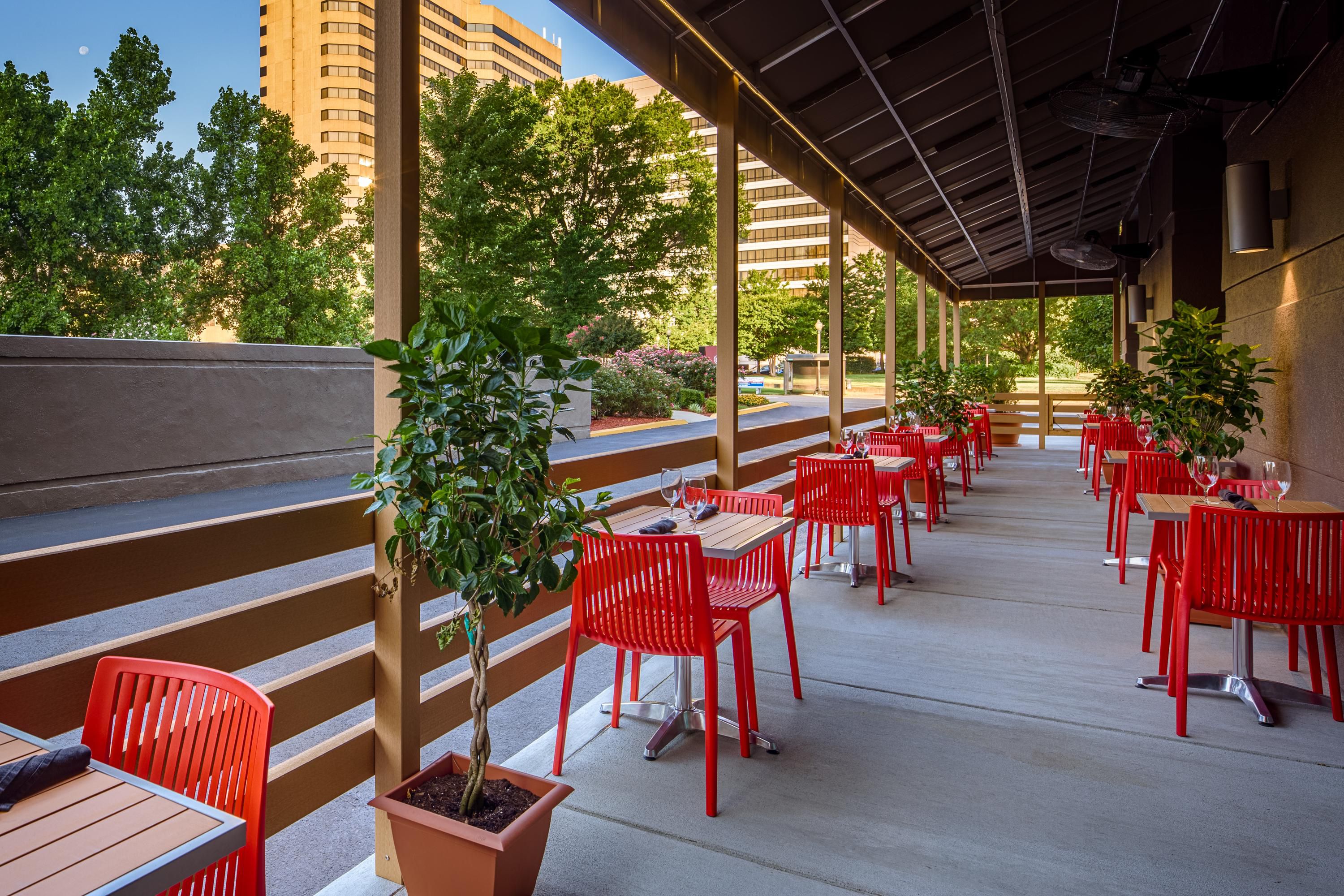 Overlook downtown views and enjoy dinner on our outdoor patio
