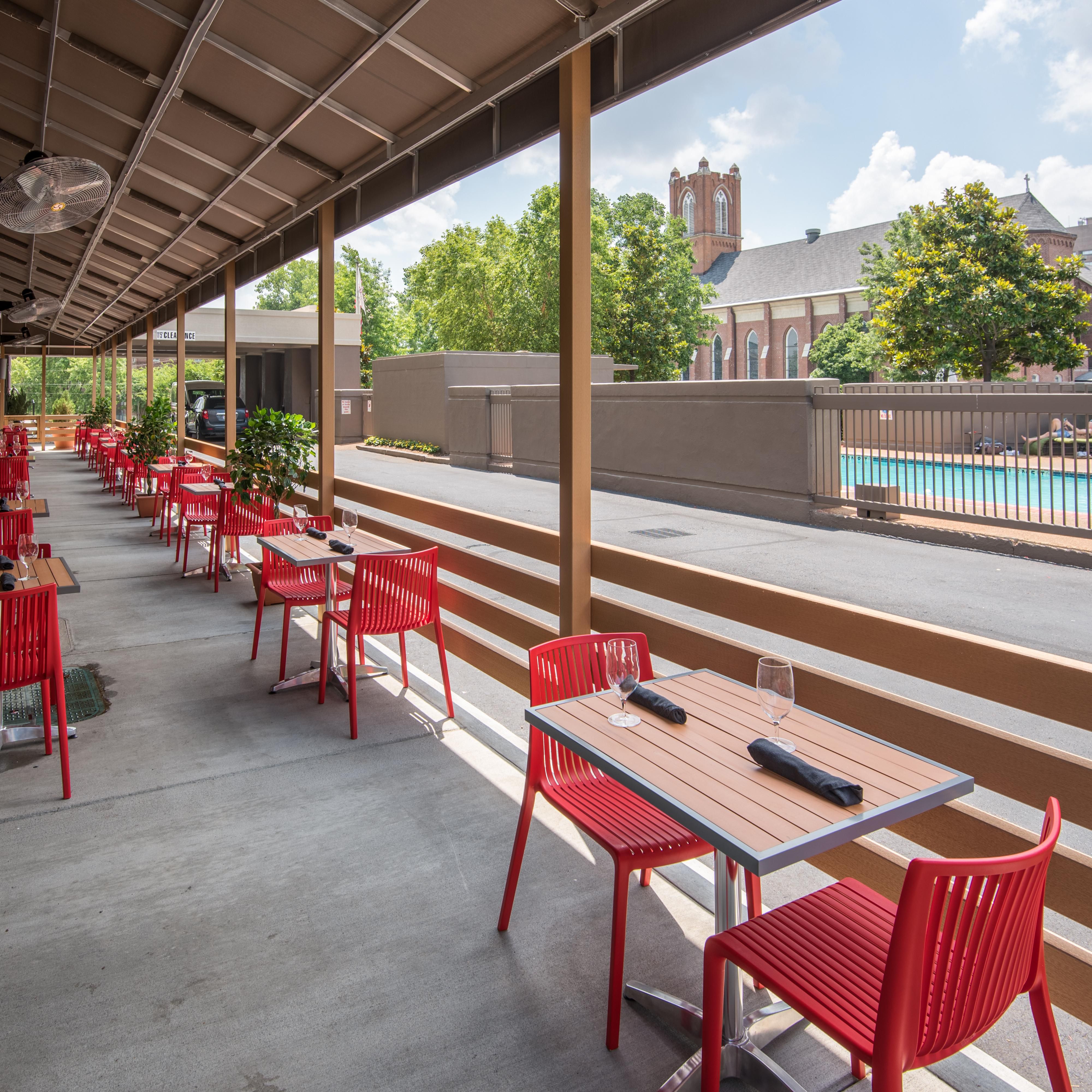 The outdoor patio is open all year for dining while in Memphis 
