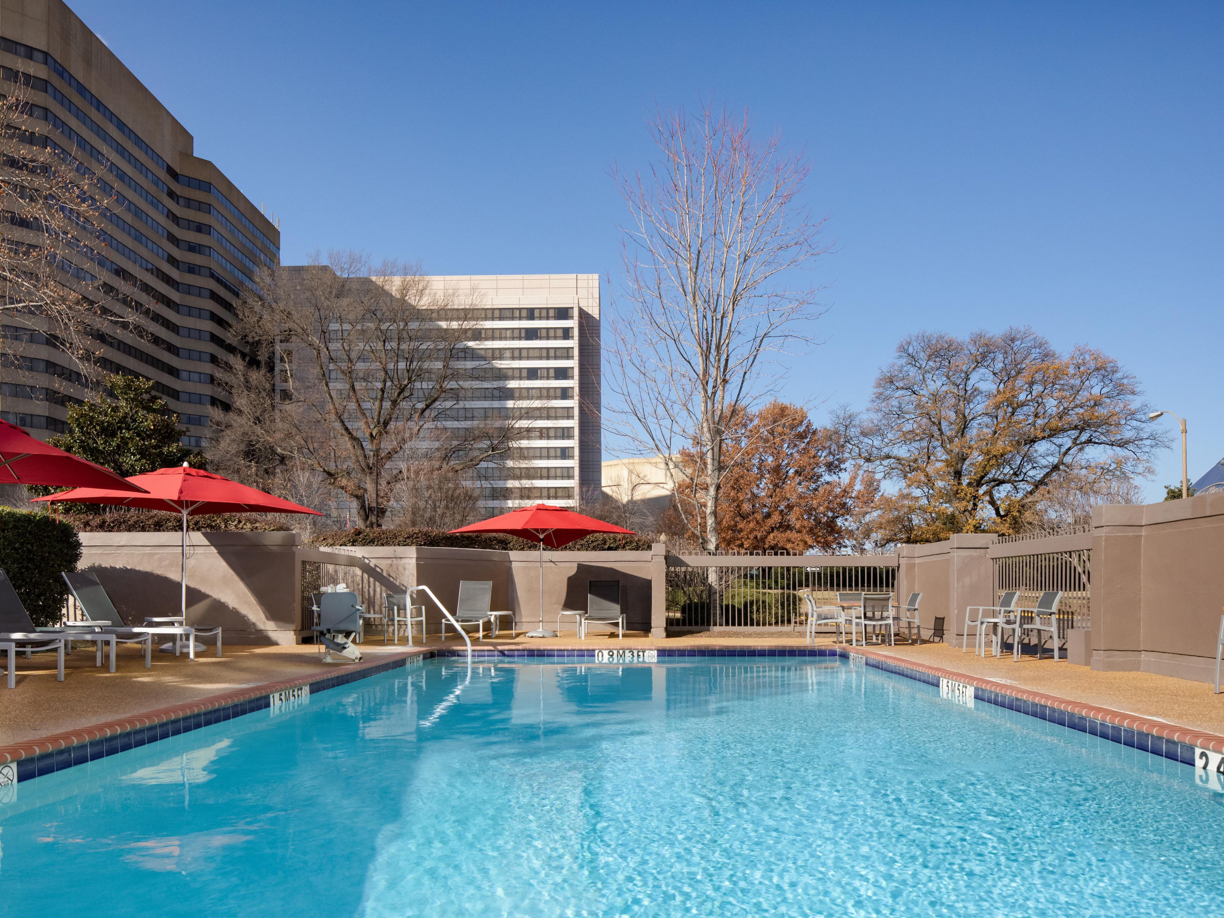 Enjoy the sun around our outdoor swimming pool