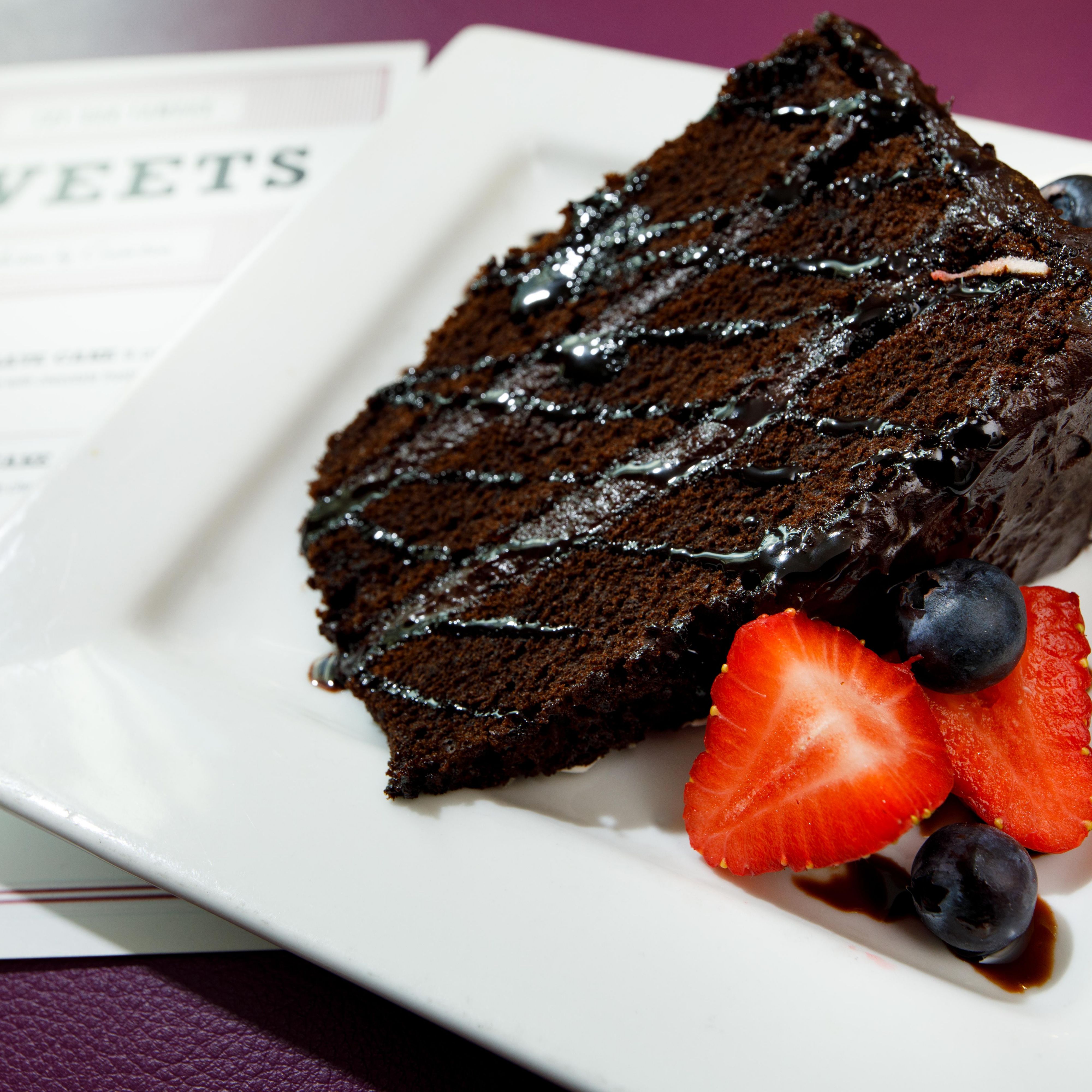Try our delicious chocolate cake. End the night on a sweet note.
