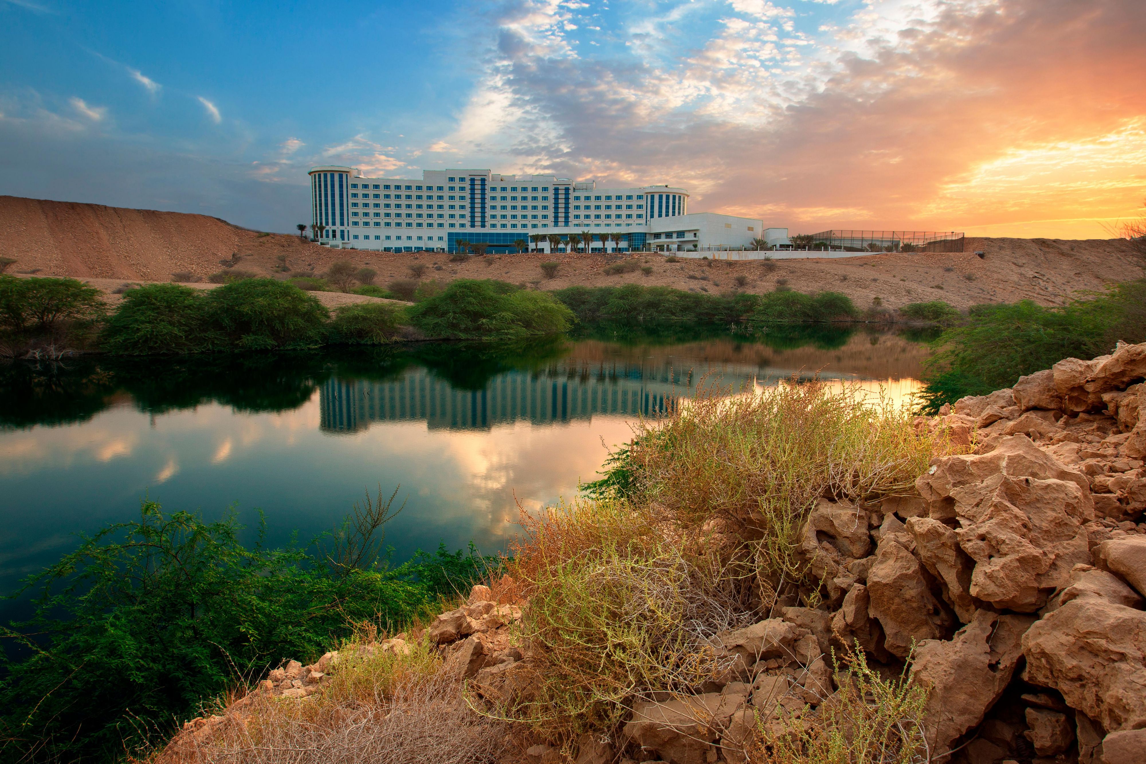 Crowne Plaza OCEC seen from the other side of the Wadi