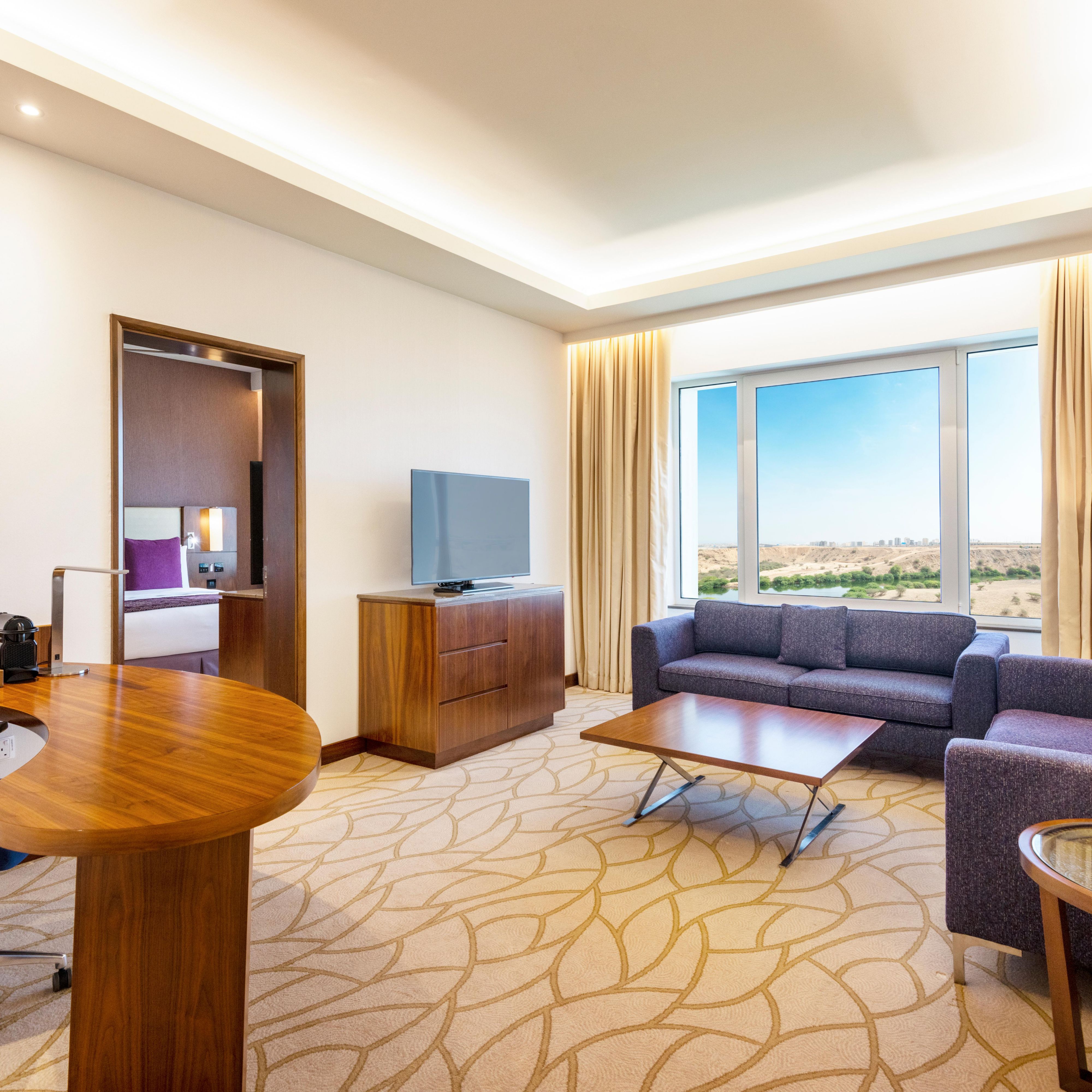 Spacious living room in the Executive Suite