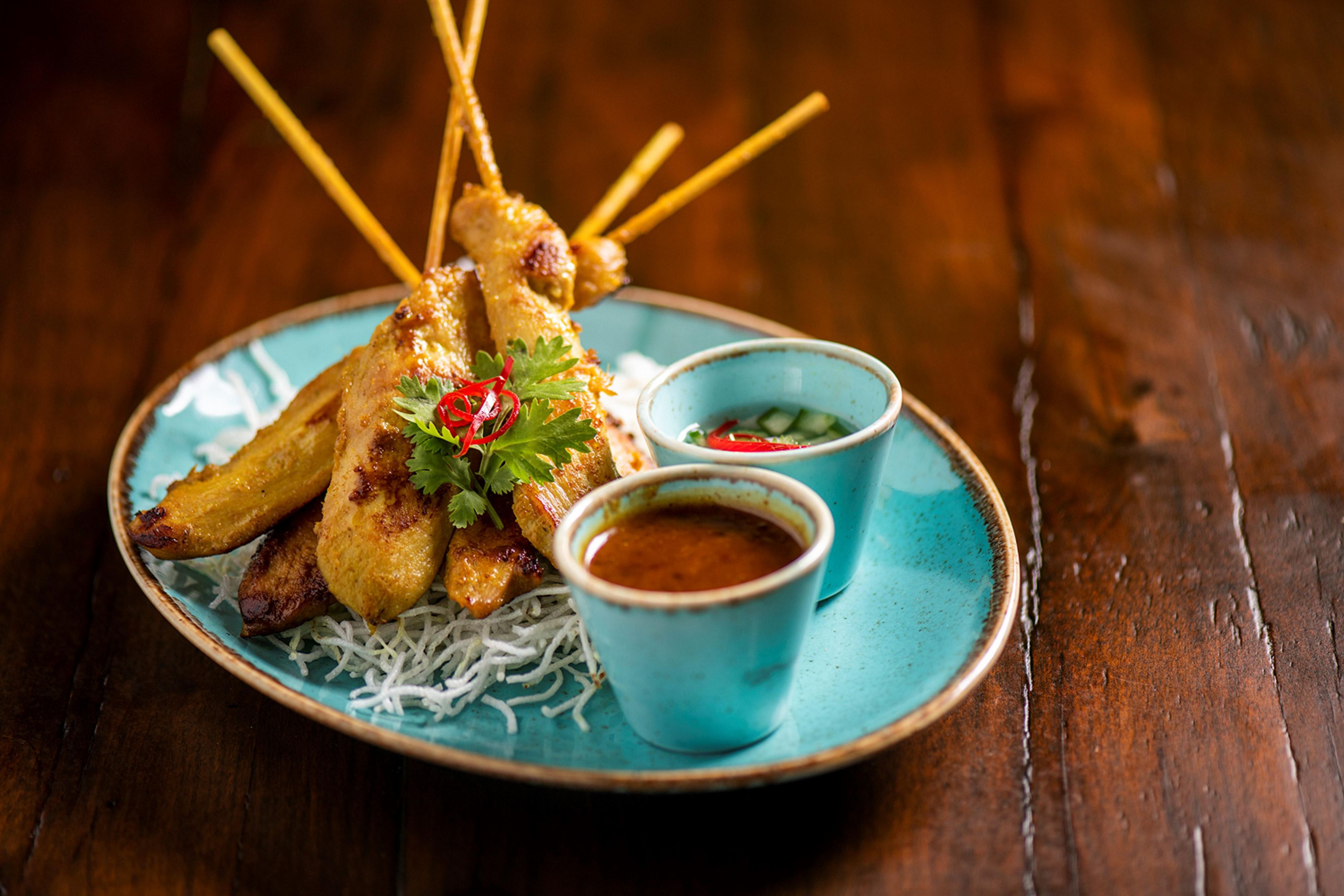 A perfect starter! Chicken satay in Charm Thai