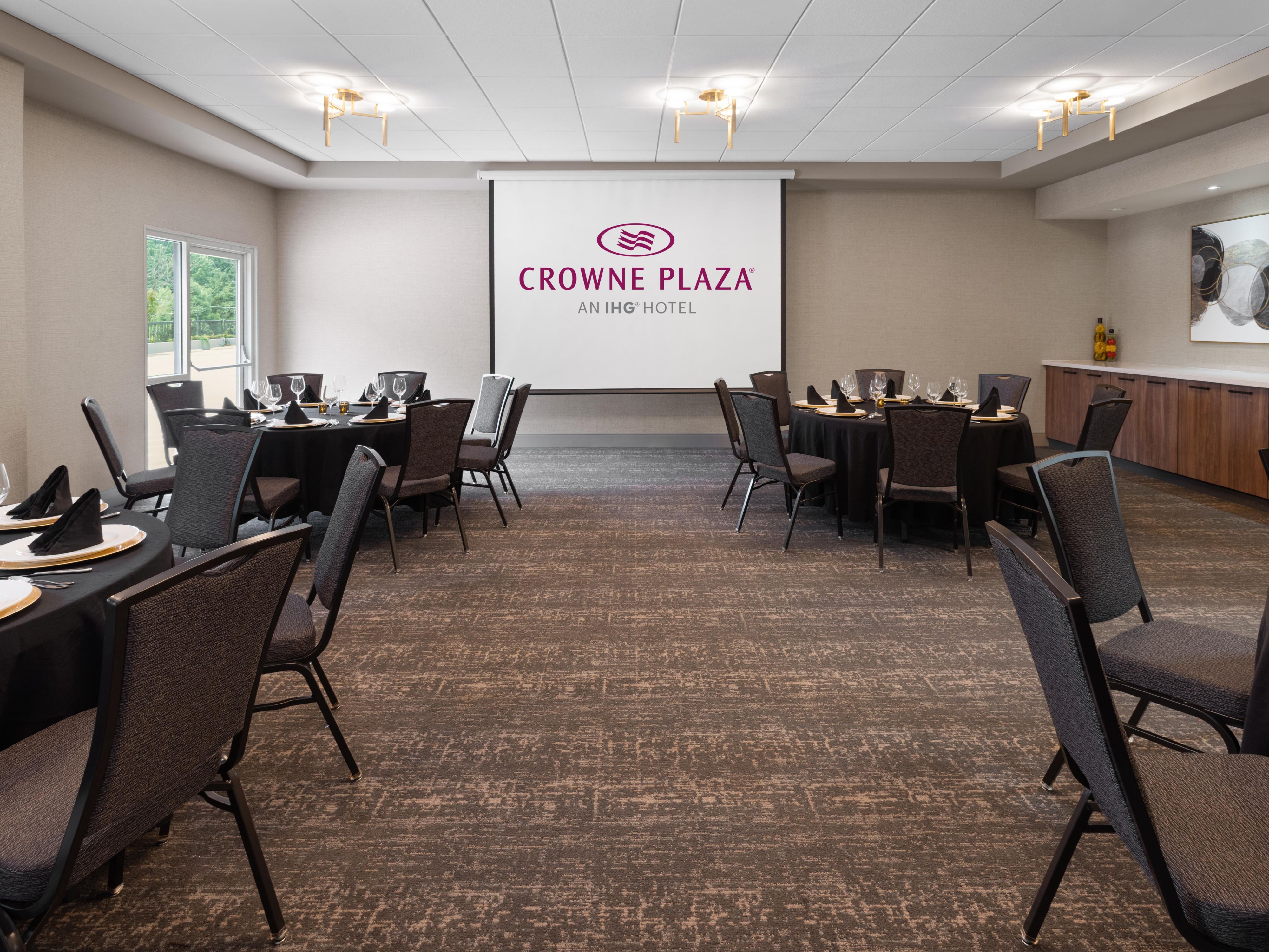 Meeting room with projector screen.