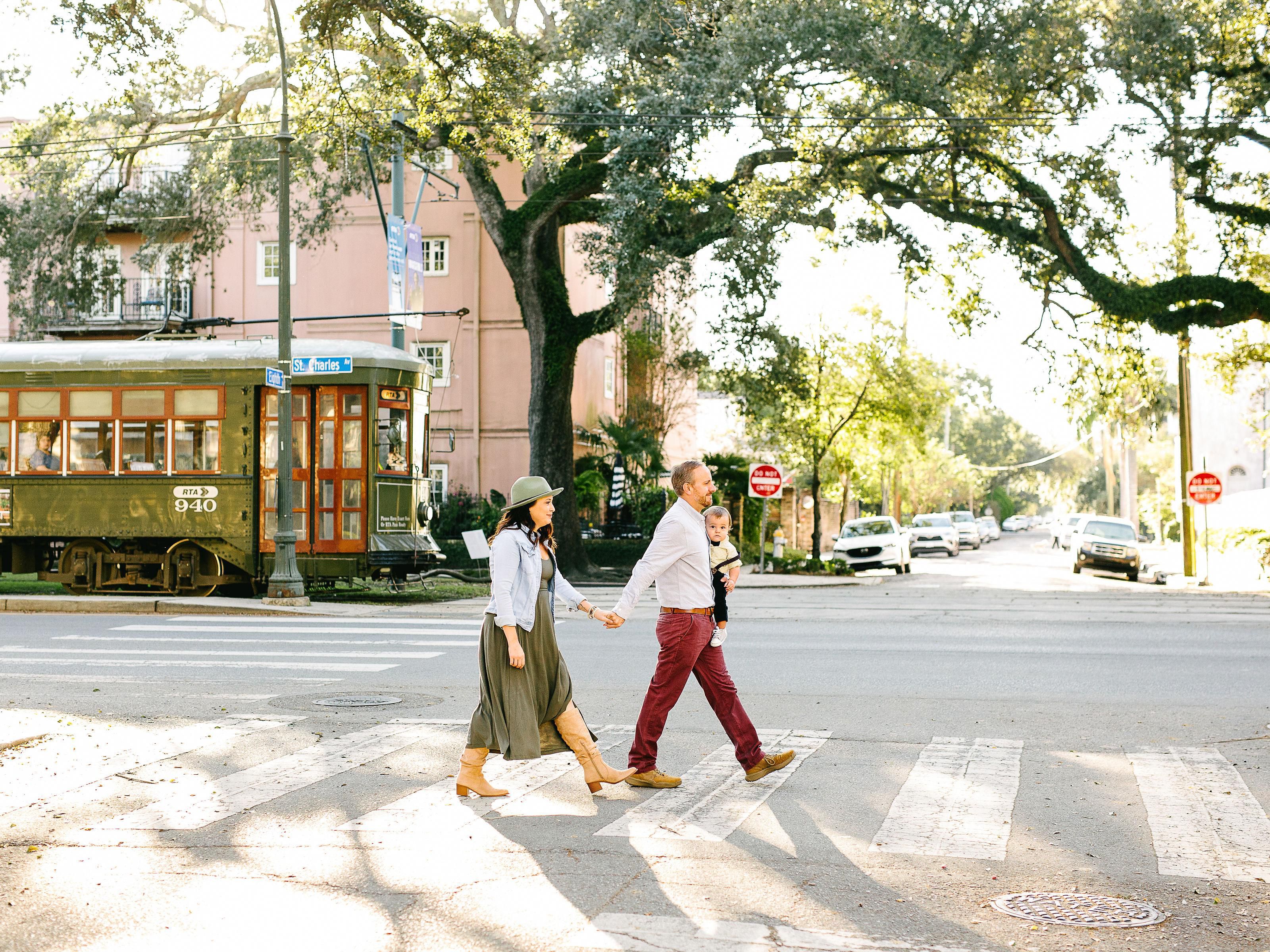 couple walking down street