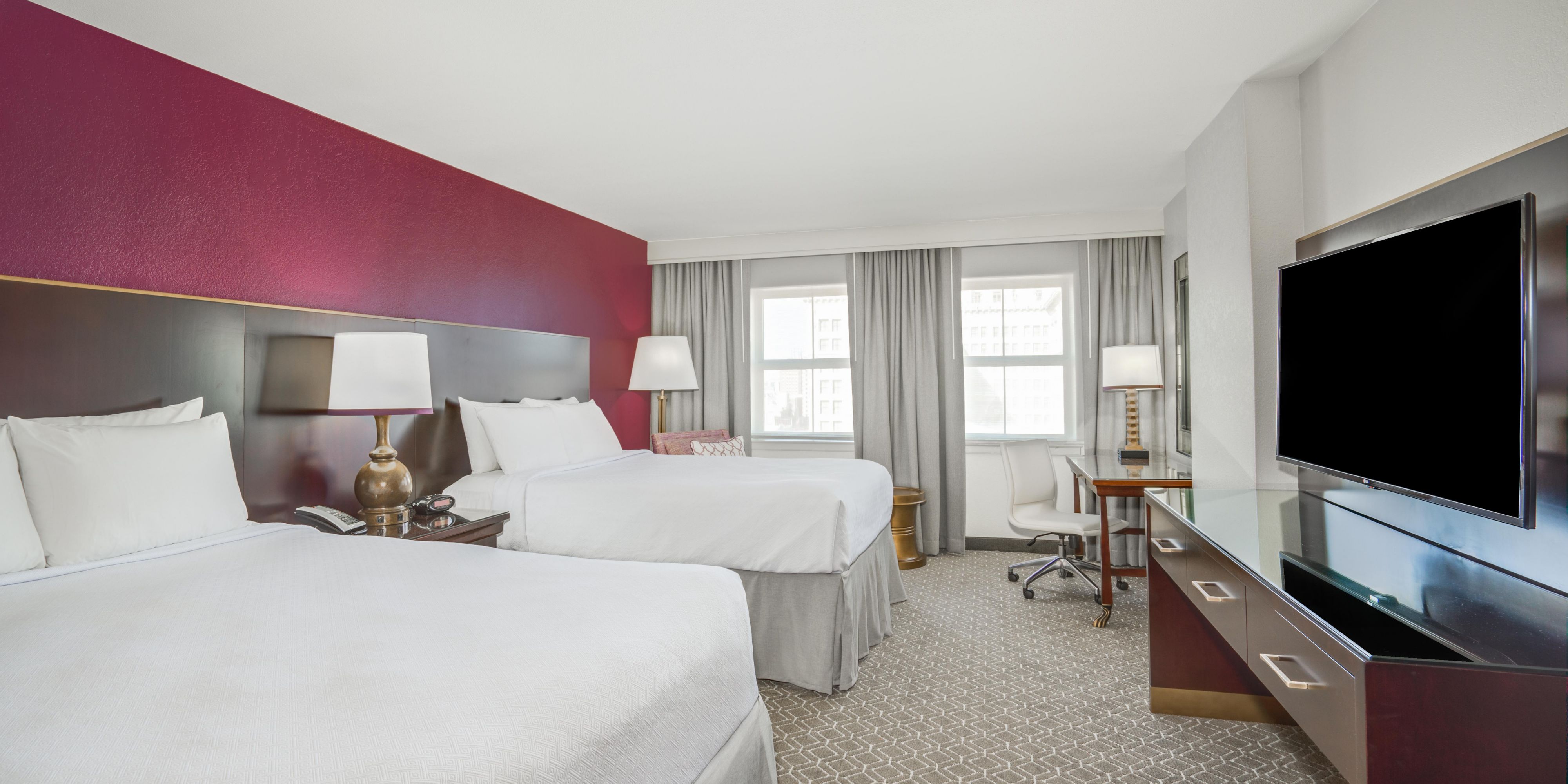 Premiun queen hotel room with two queen beds.