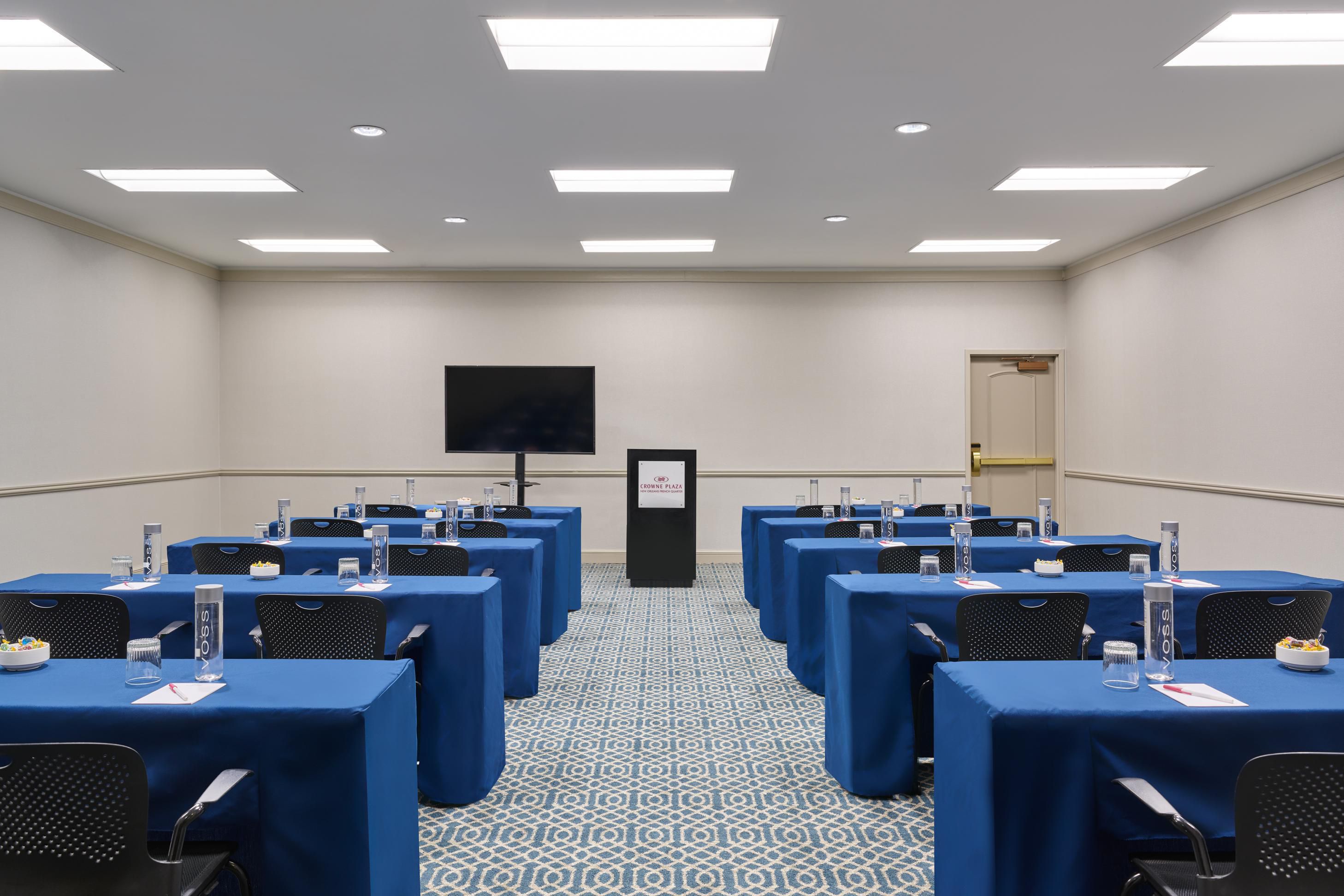The Iberville room is designed to host a small gathering of 70 people