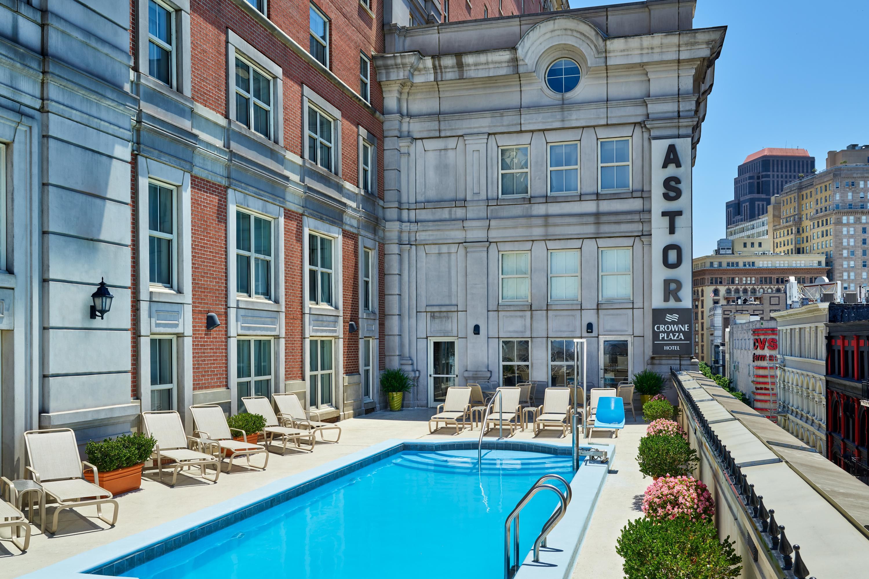 Hotel outdoor pool overlooking Bourbon Street.