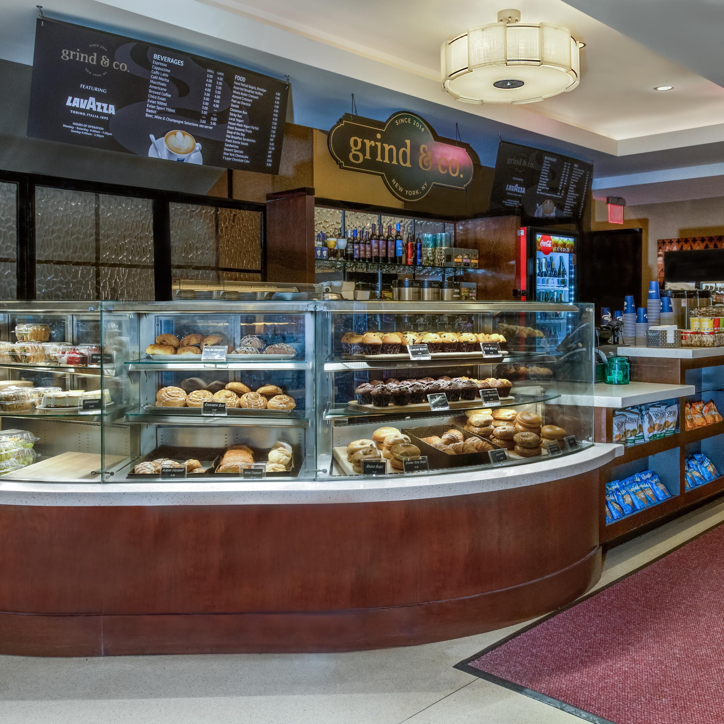 Grab a quick bite &amp; coffee at grind &amp; co on the lobby level!