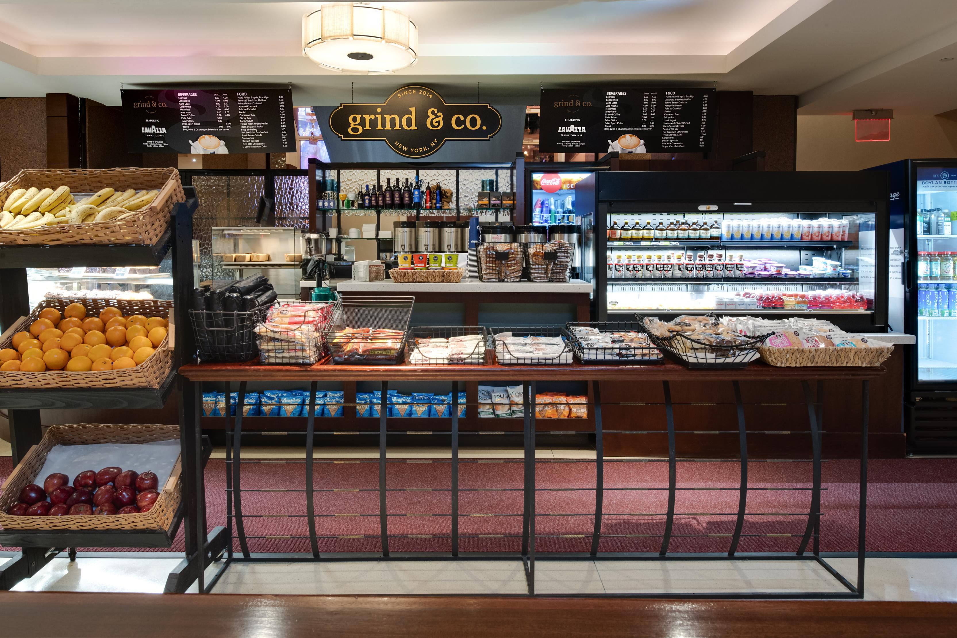 Swing by Grind &amp; Co on the lobby level for a bite on the go!