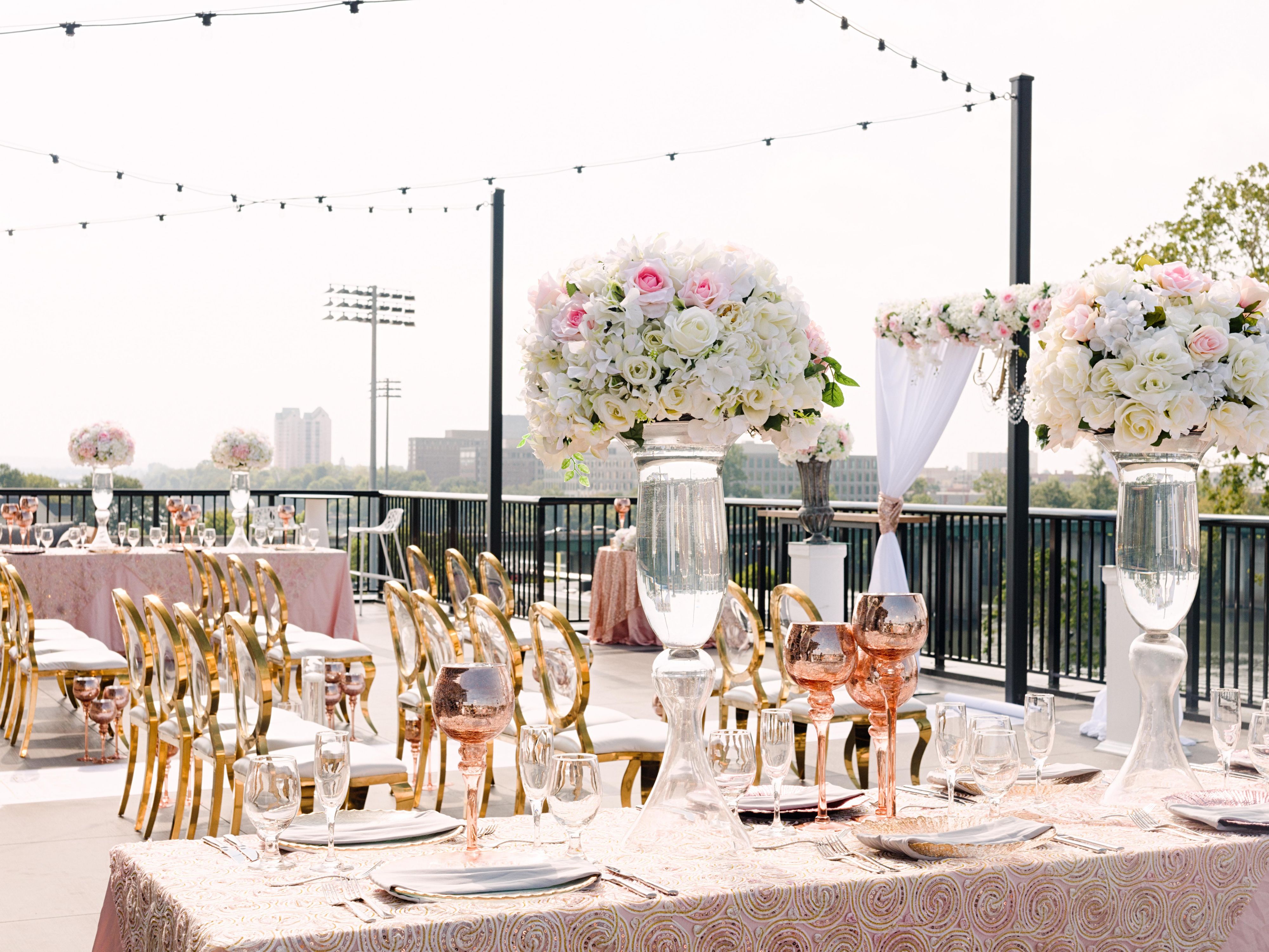 Schedule a tour, share your vision, and let us handle the details so you can focus on being present in the moment. Our 5,200 sqft. ballroom opens to a beautiful courtyard, with smaller spaces perfect for bridal prep, and rooftop for Sunday Farewell brunches. Remember to ask about our host hotel options for guests traveling to celebrate with you!