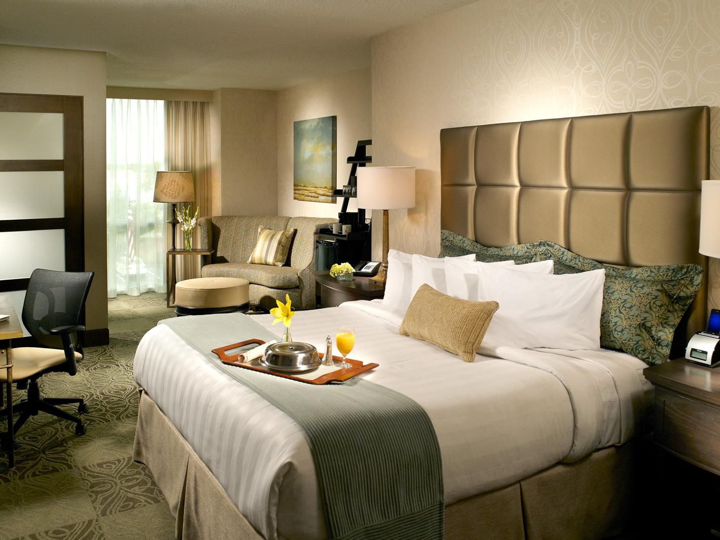 Comfortable king bed in a soothing atmosphere