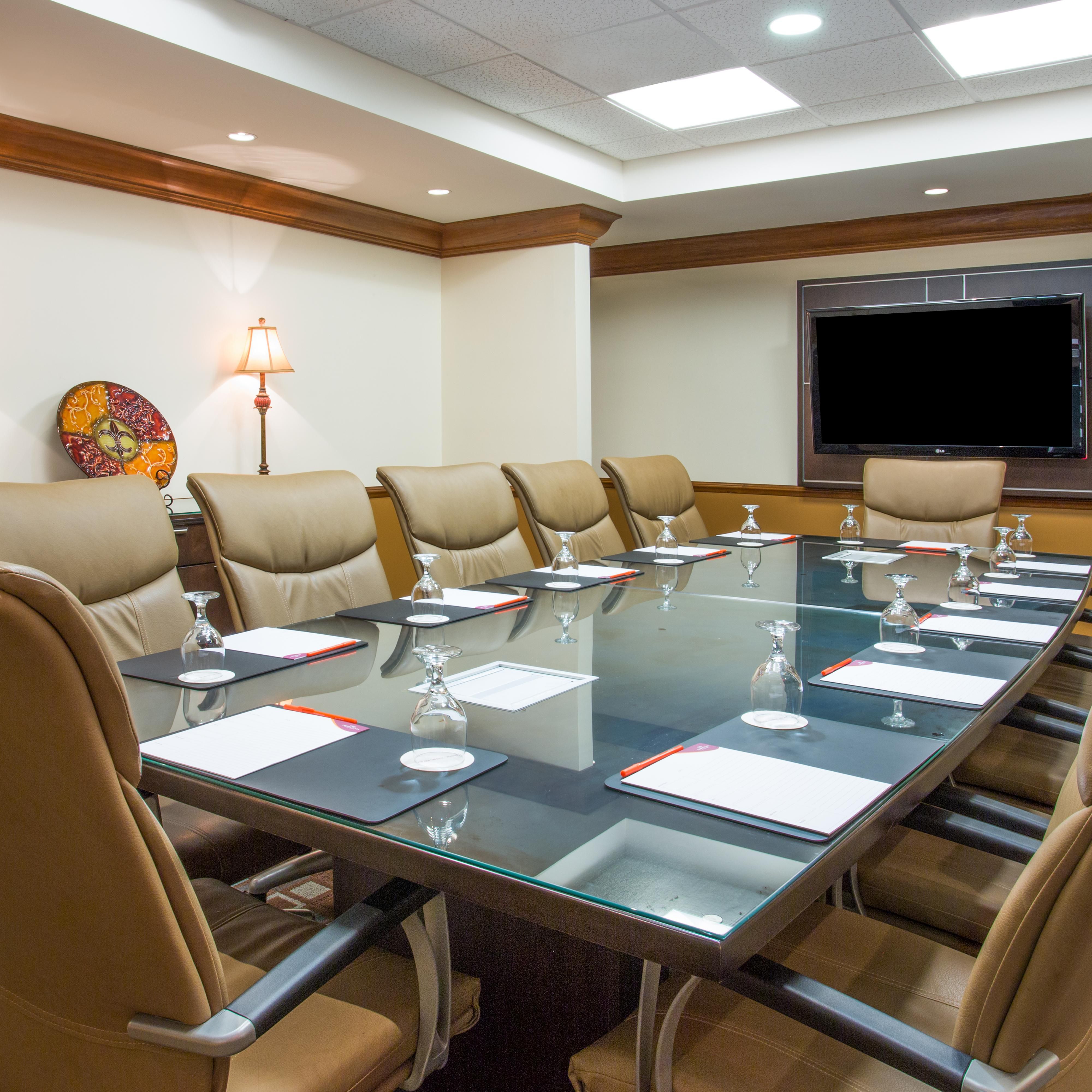 Host your next business meeting at our Executive Boardroom. 
