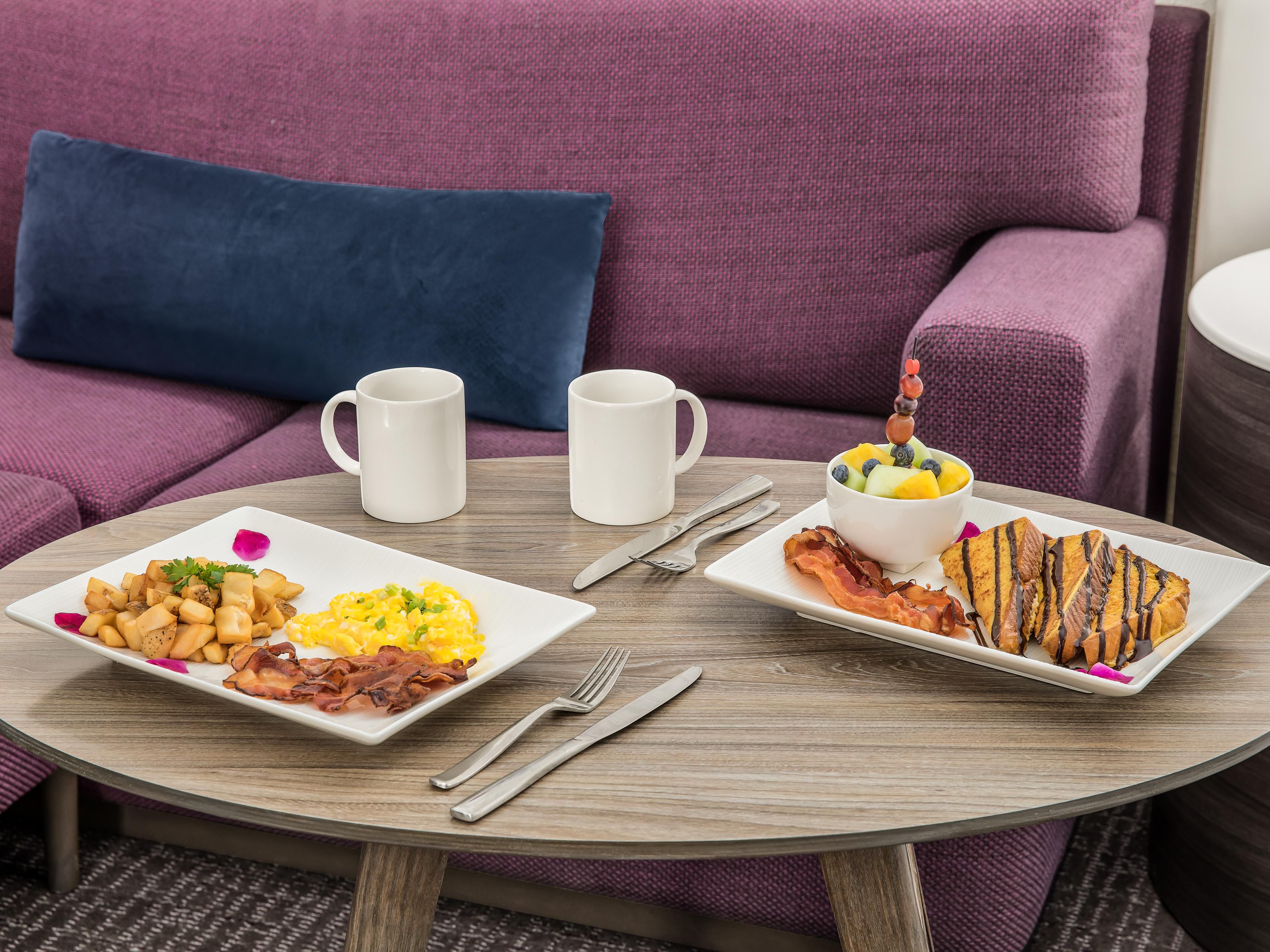 Enjoy breakfast, Lunch or Dinner in the comfort of your room