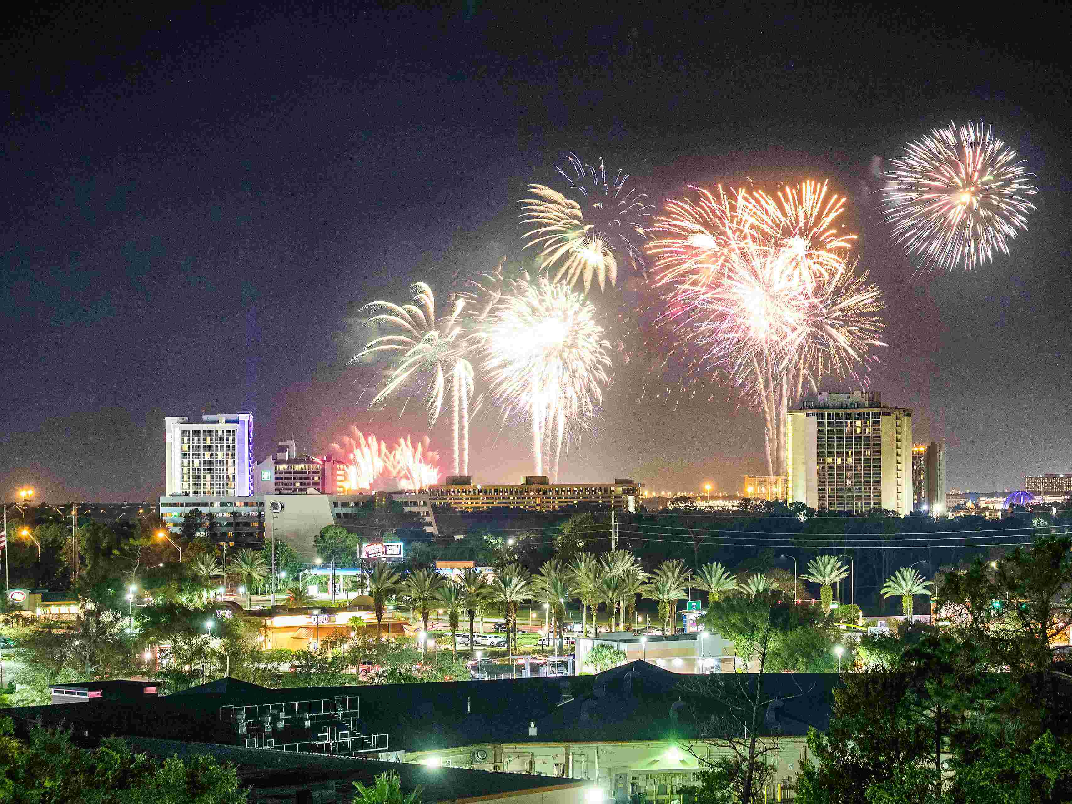 Fireworks show around hotel 