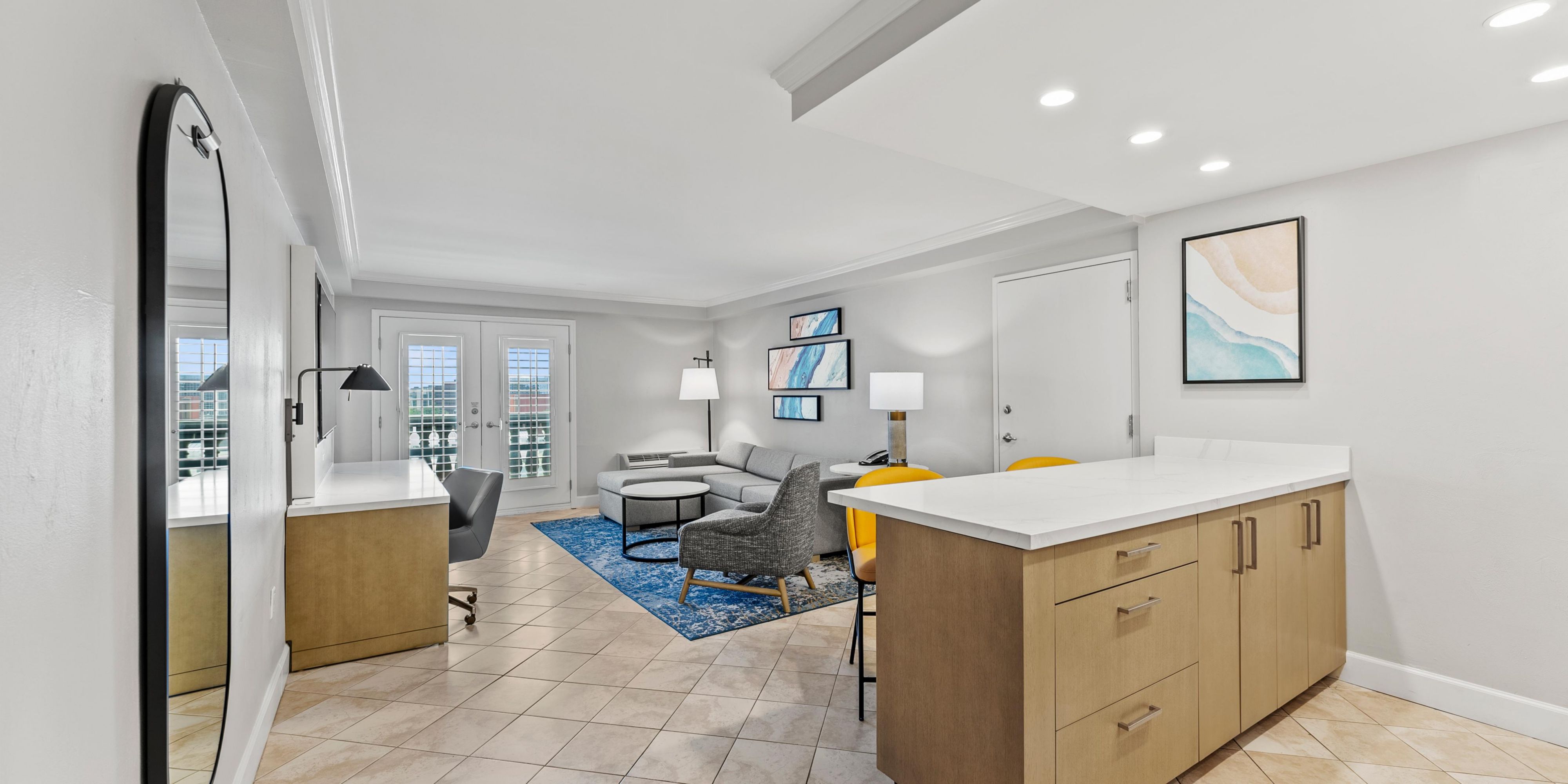 Updated kitchen and living room in suite