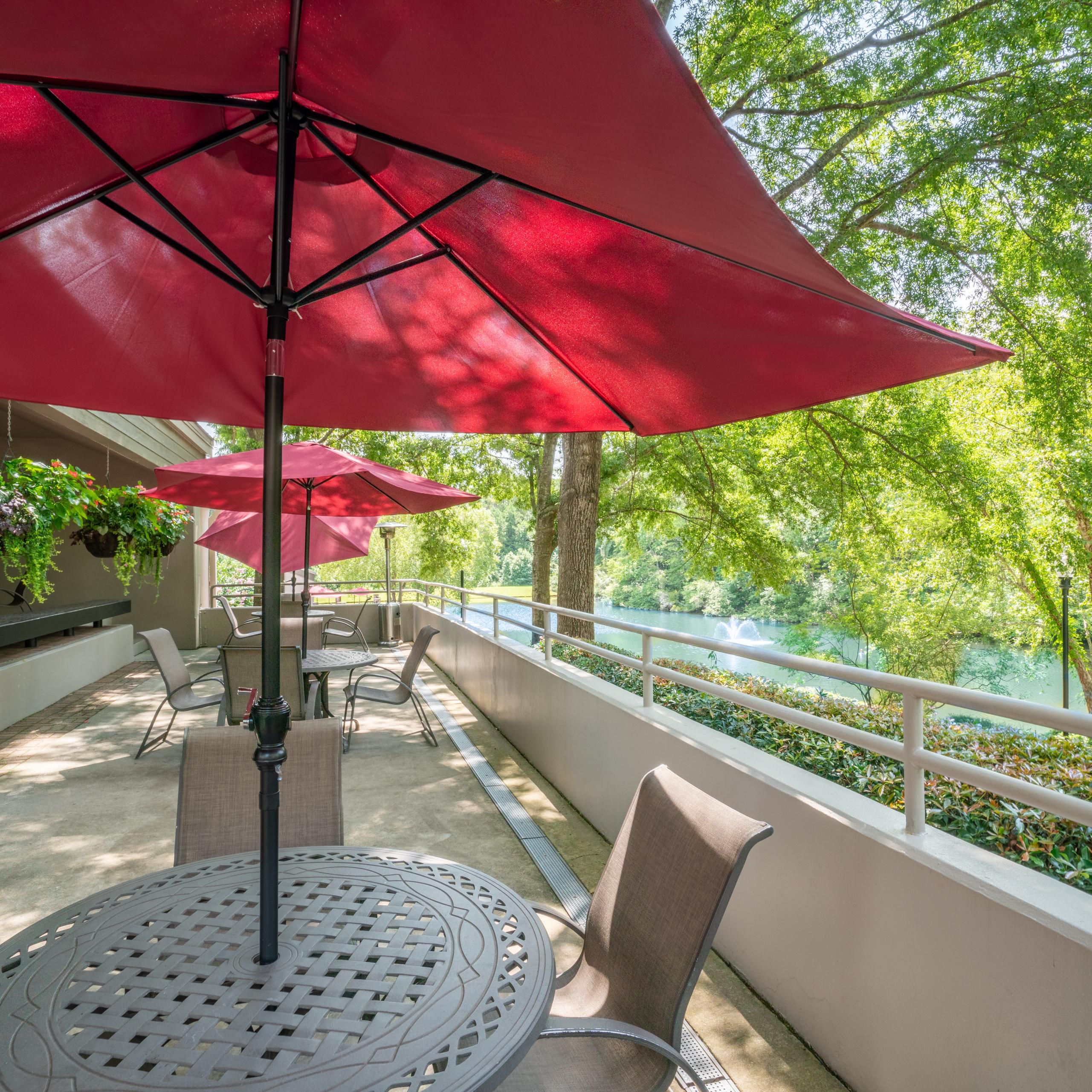 Enjoy your meal and lake view on our Two01 Guest Patio.