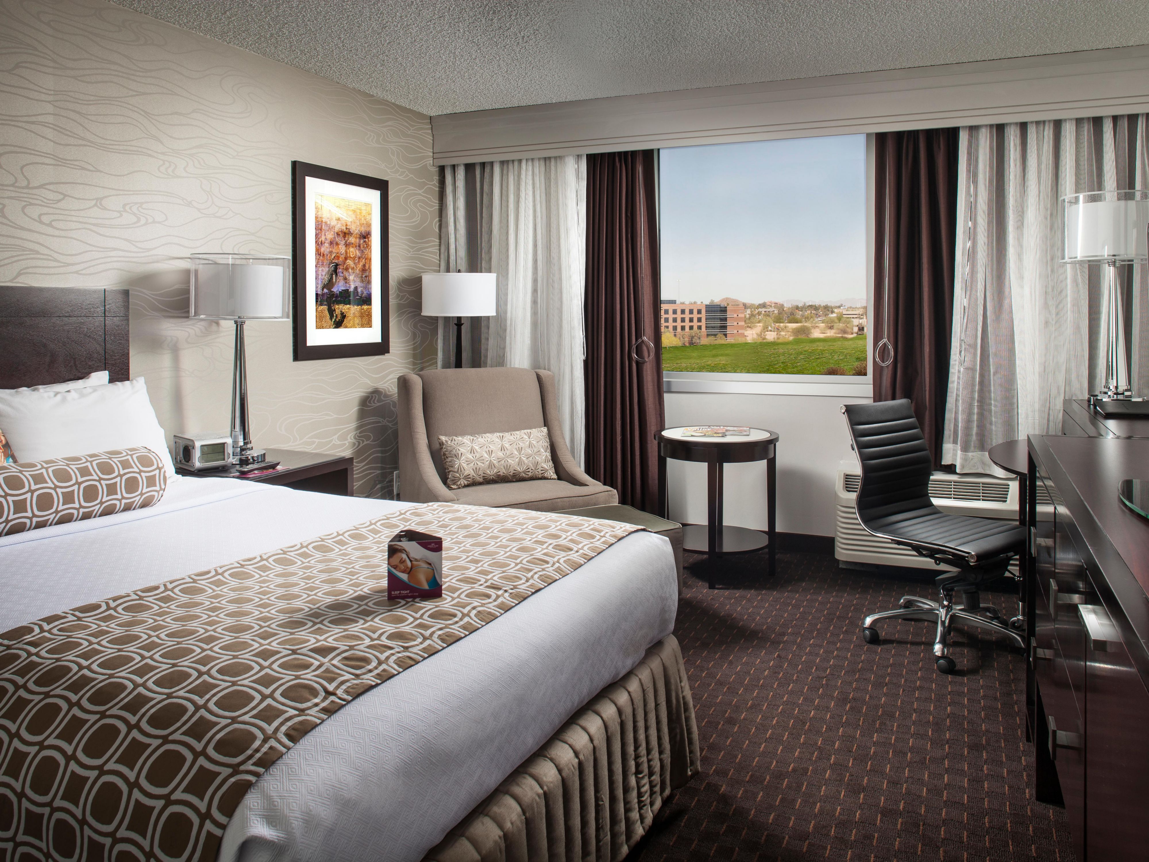 Each room features amenities like a mini fridge and microwave.
