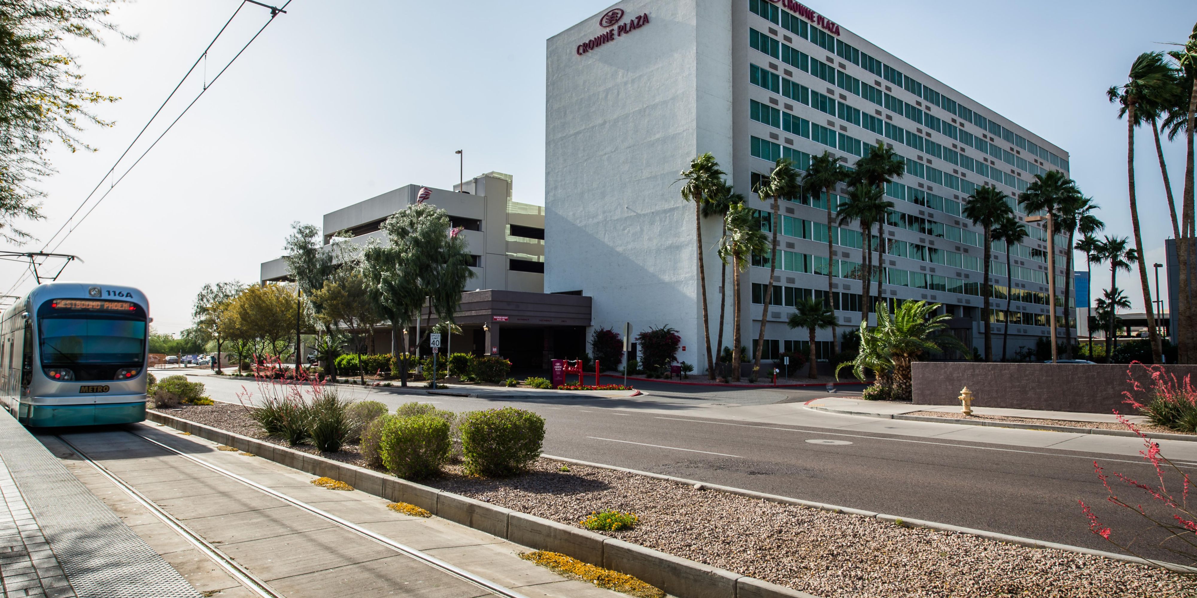 Light rail outside of Crowne Plaza Phoenix Airport - PHX