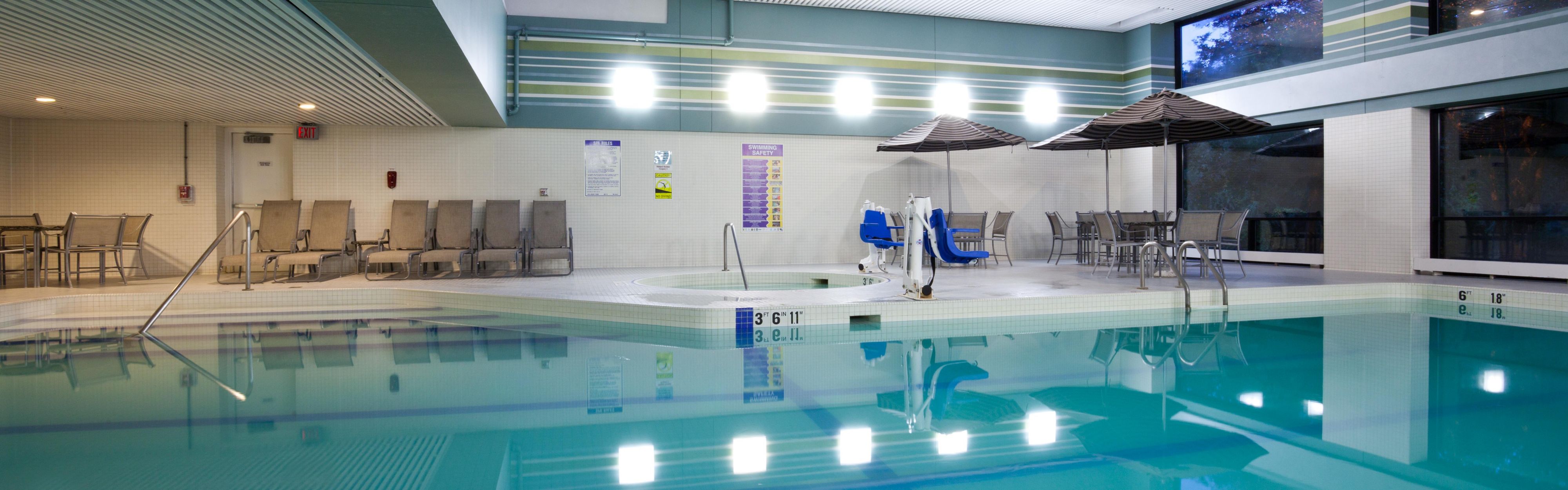 Indoor saline pool with ADA accessible lift