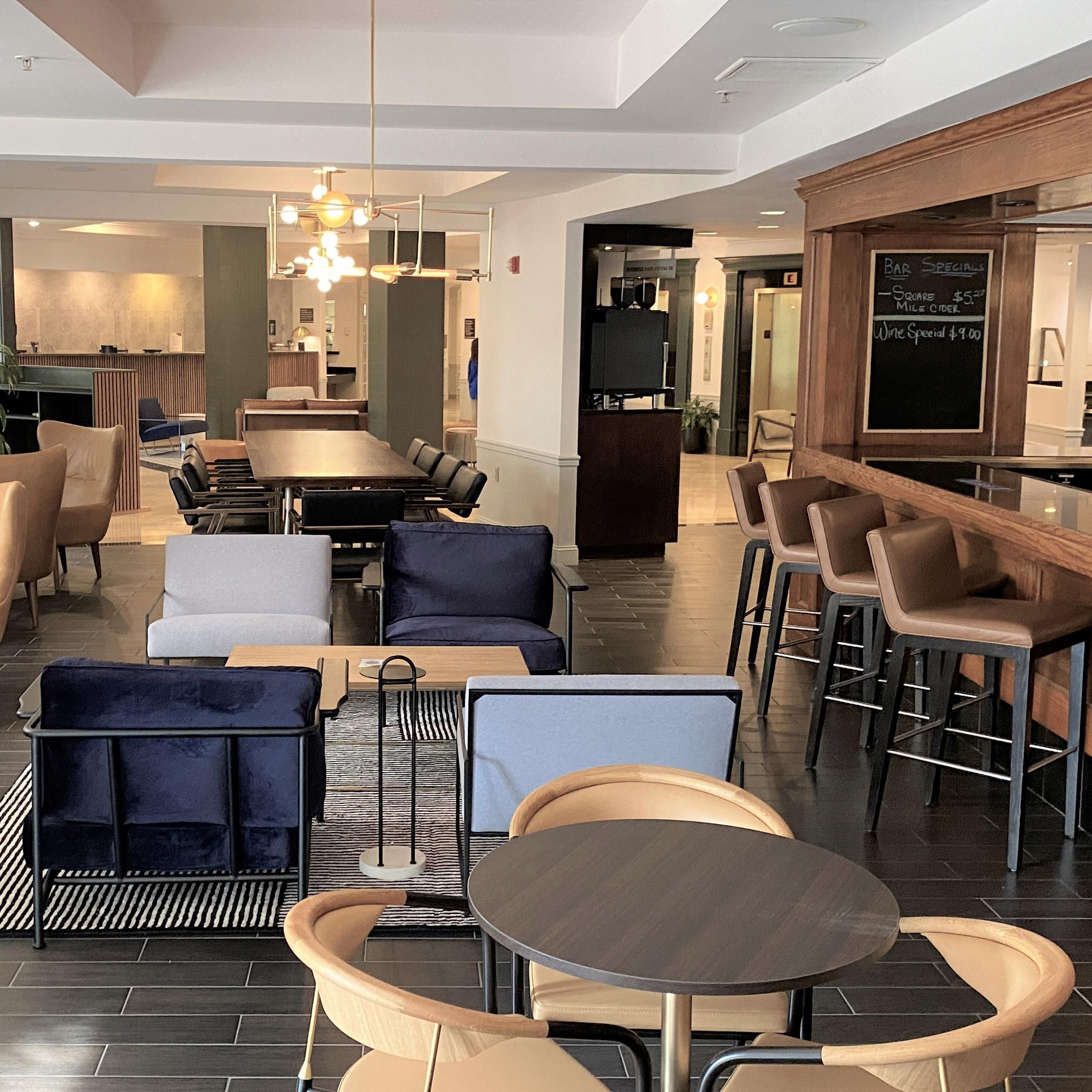 Choose from tons of cozy seating options in Boxwood Bar.