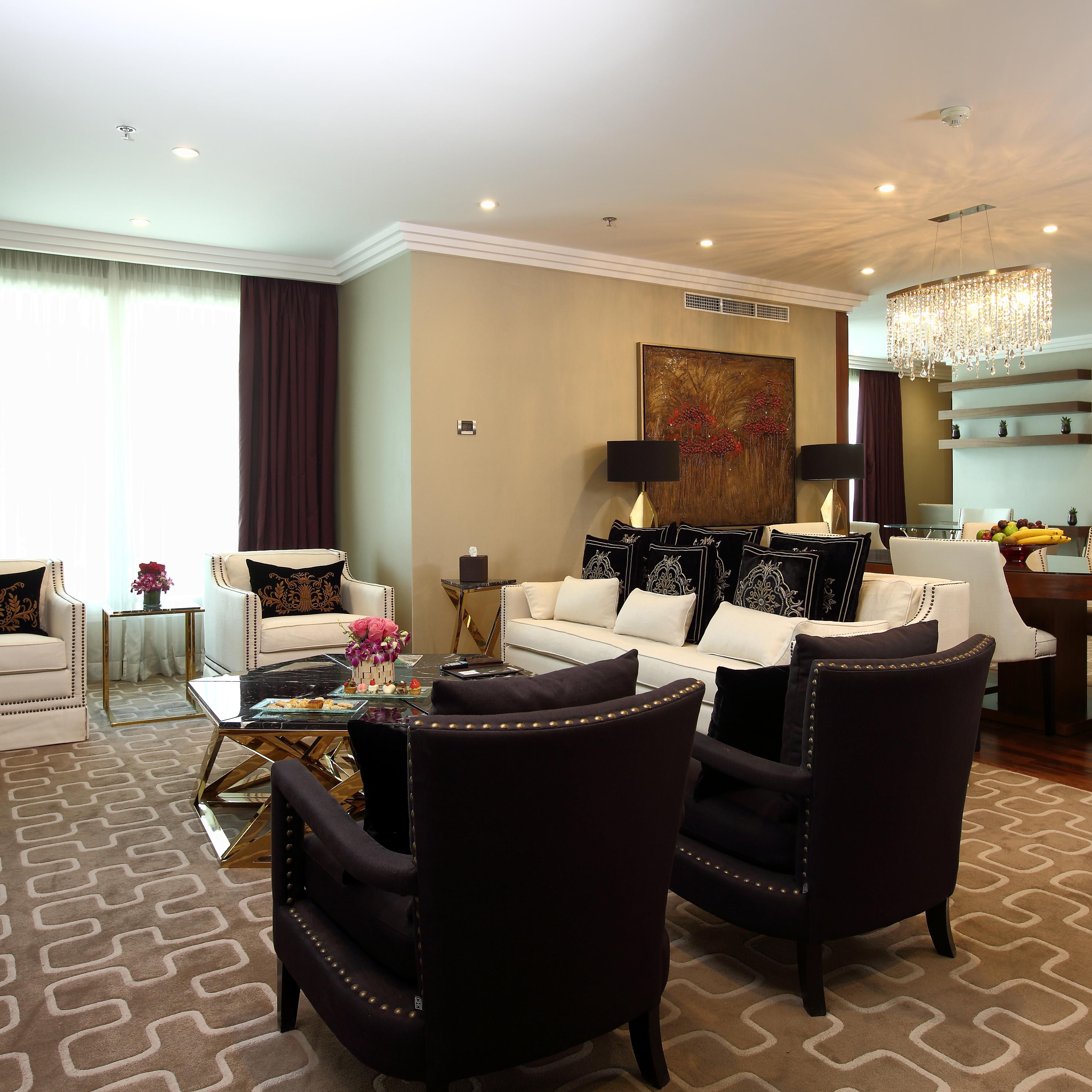 Opulently furnished Living Room in the Royal Suite
