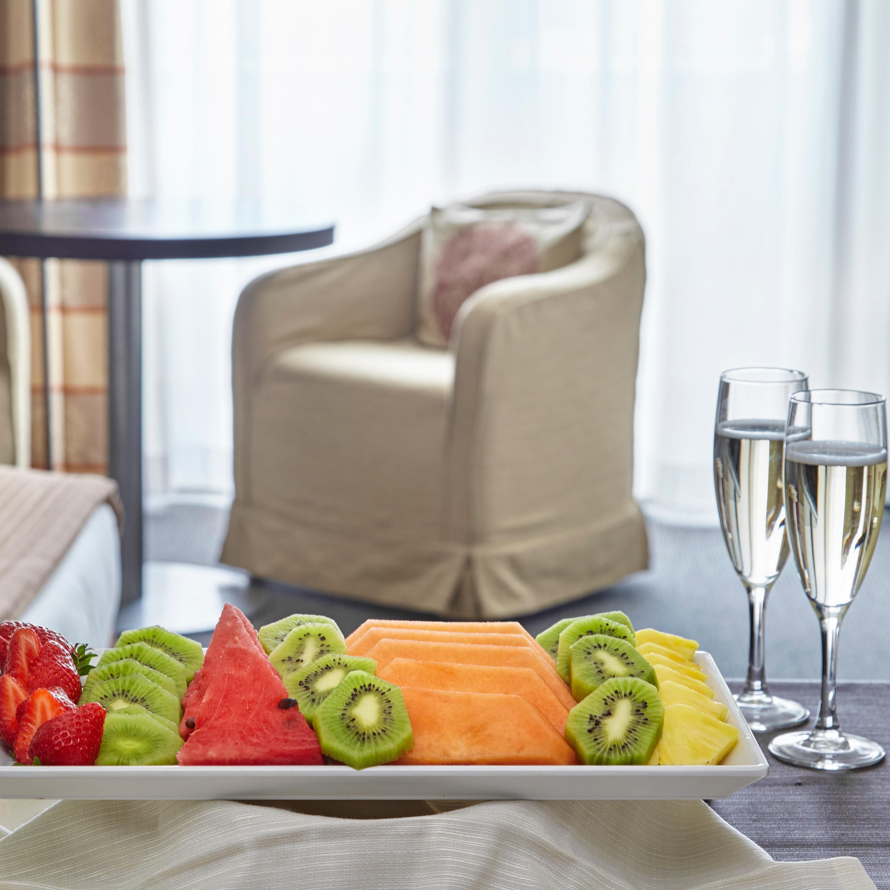Enjoy our room service by sitting in our comfy rooms