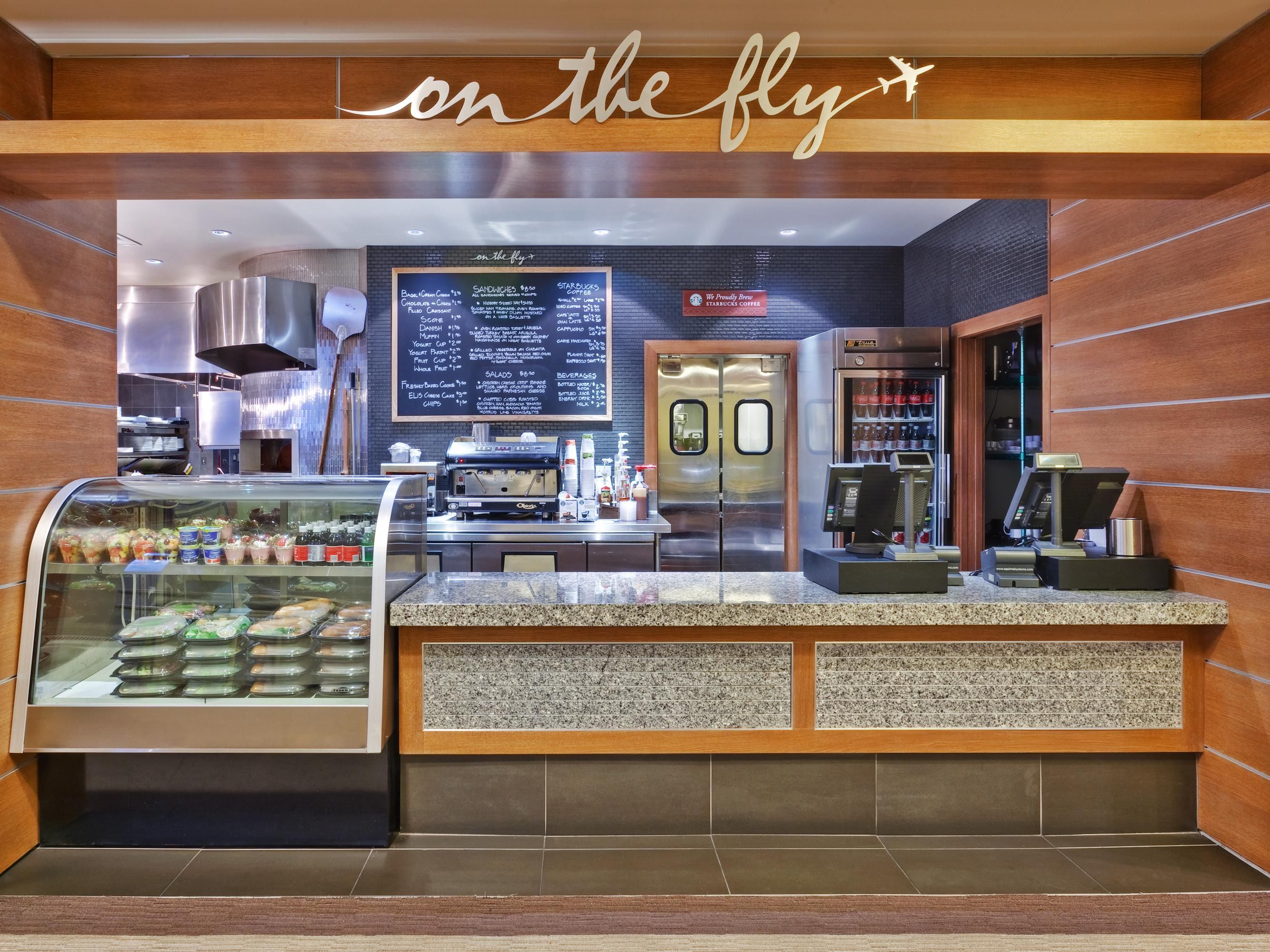 Located on the ground floor, On the Fly is our convenient grab & go restaurant, delivering delicious, classic American cuisine. Try one of the culinary creations at this café for breakfast. The restaurant is open from 6:00 AM -10:00 AM on weekdays and 6:00 AM - 11:00 AM on weekends.