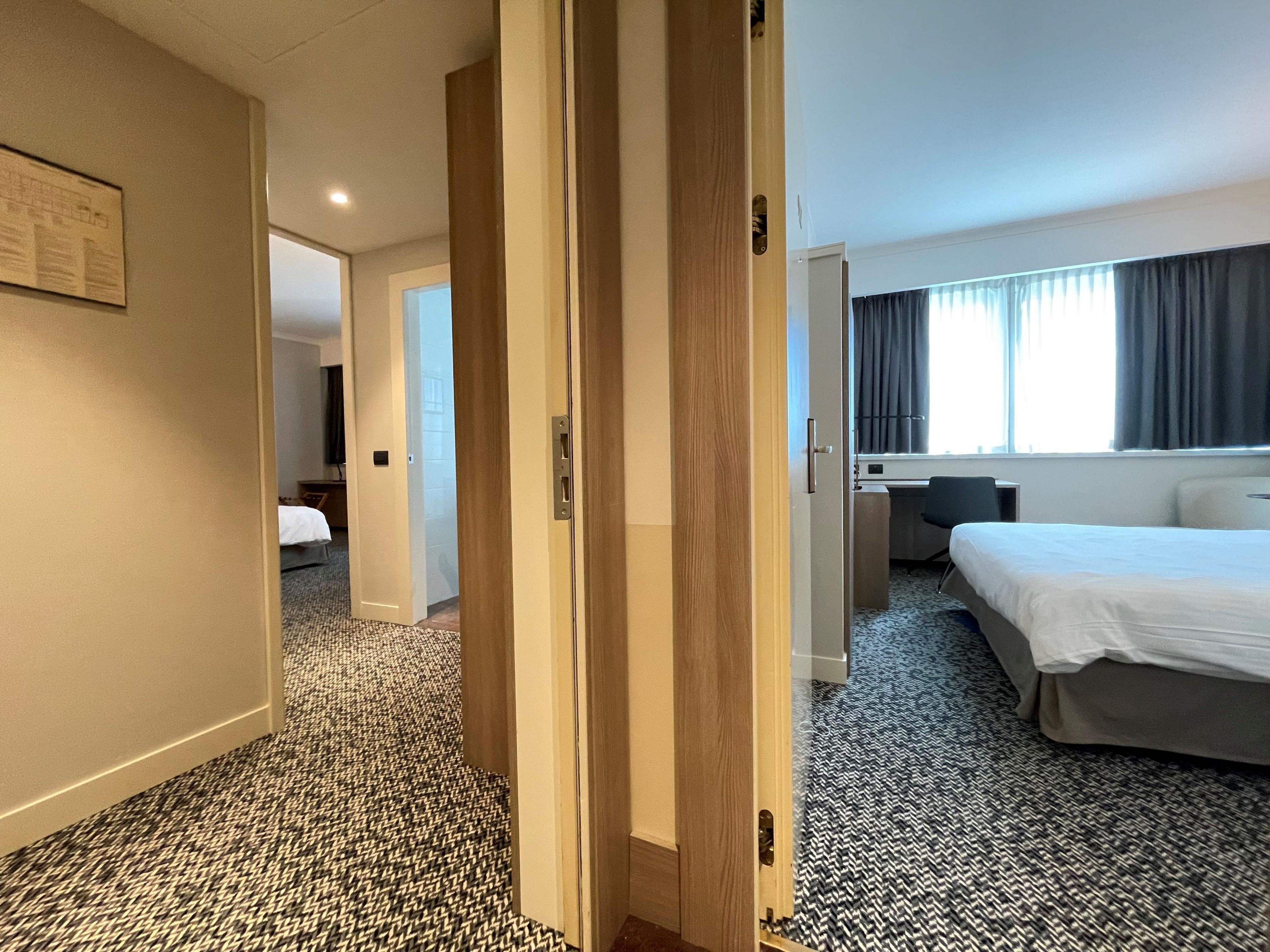 Bring your loved ones! We have different combinations of connecting rooms available that can accommodate up to five people. Contact us to book.