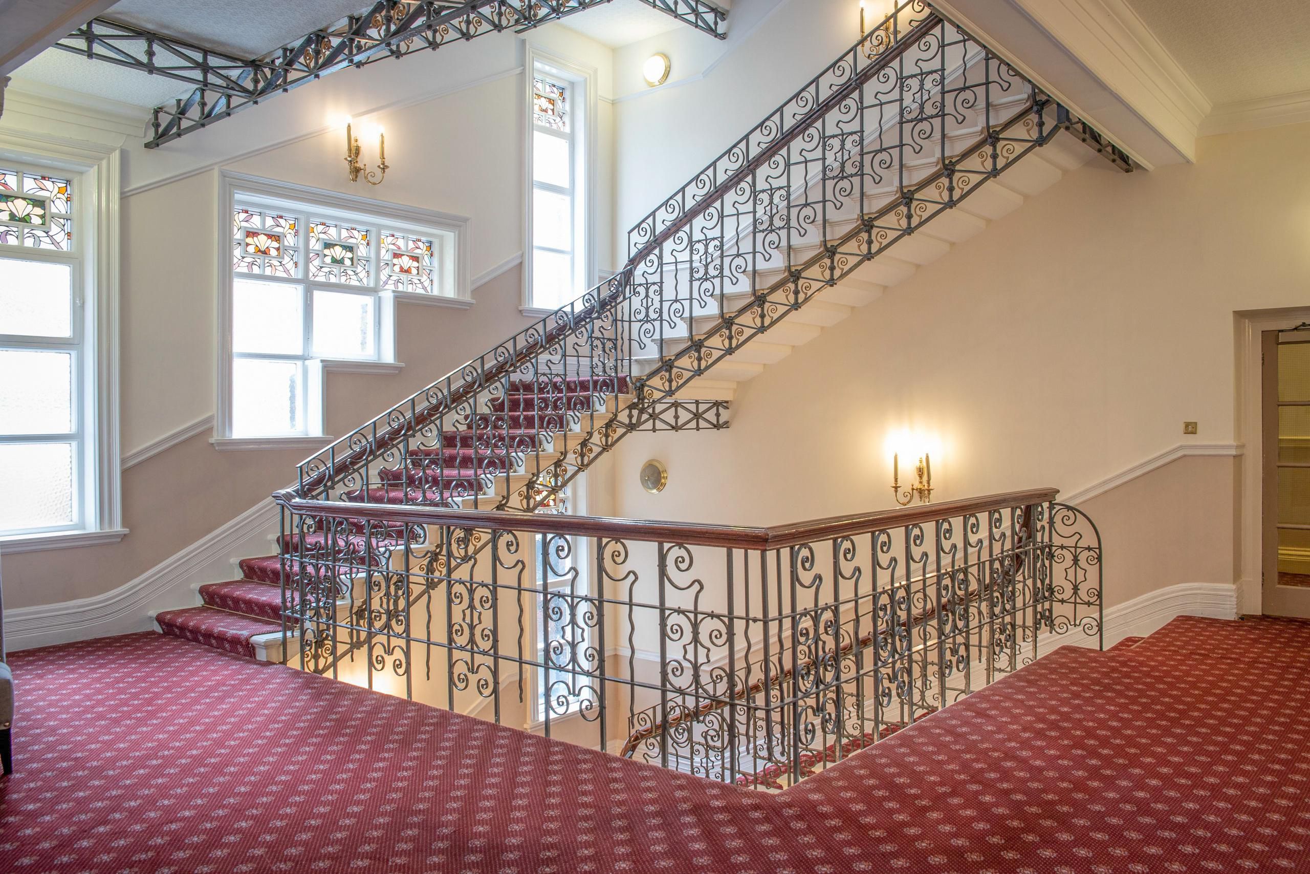 Elegant cast iron staircases at the hotel