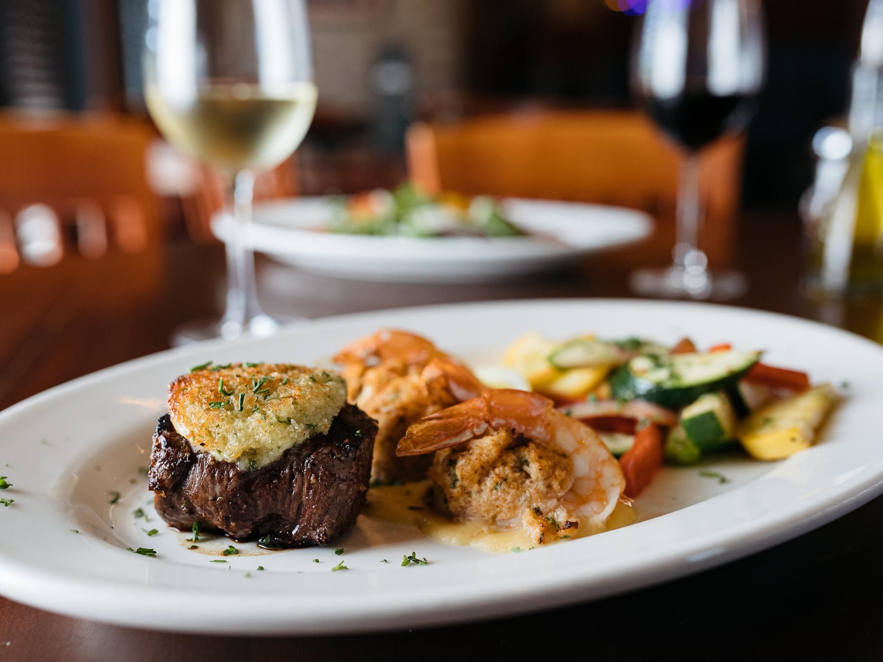 steak and seafood dinner