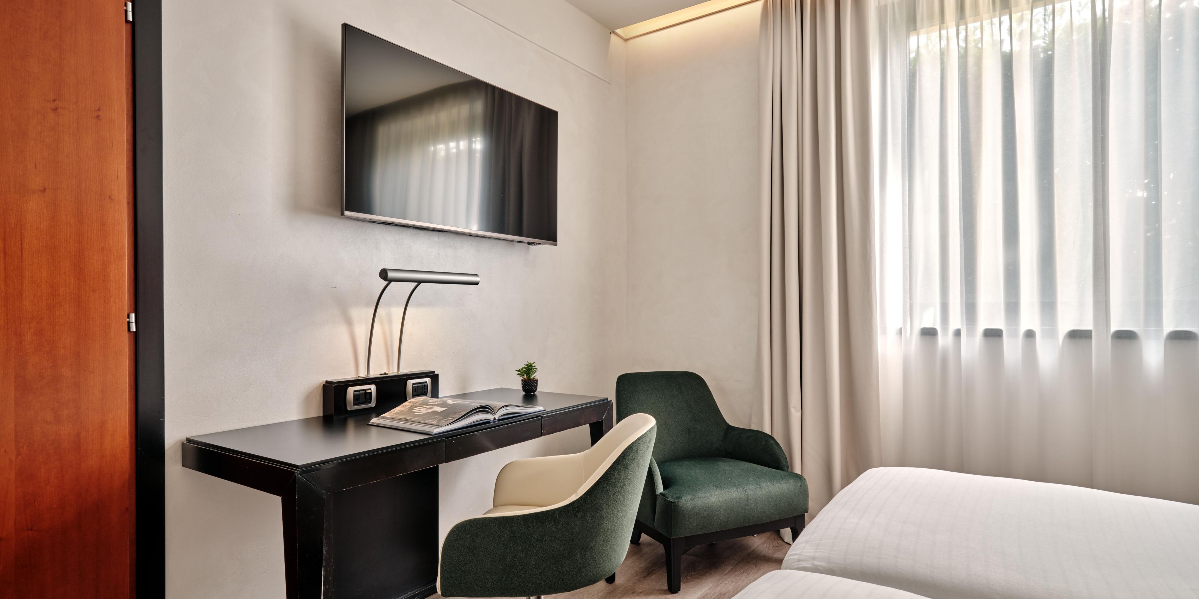 We are glad to welcome families in our hotel! We offer connecting rooms, composed by: one double bedroom and one twin bedroom, suitable for parties up to 4 people. Children up to 18 years old stay free. Triple rooms not available, no extra bed. Baby cot for children up to 2 years old, free of charge.
Contact us in advance to book connecting rooms.