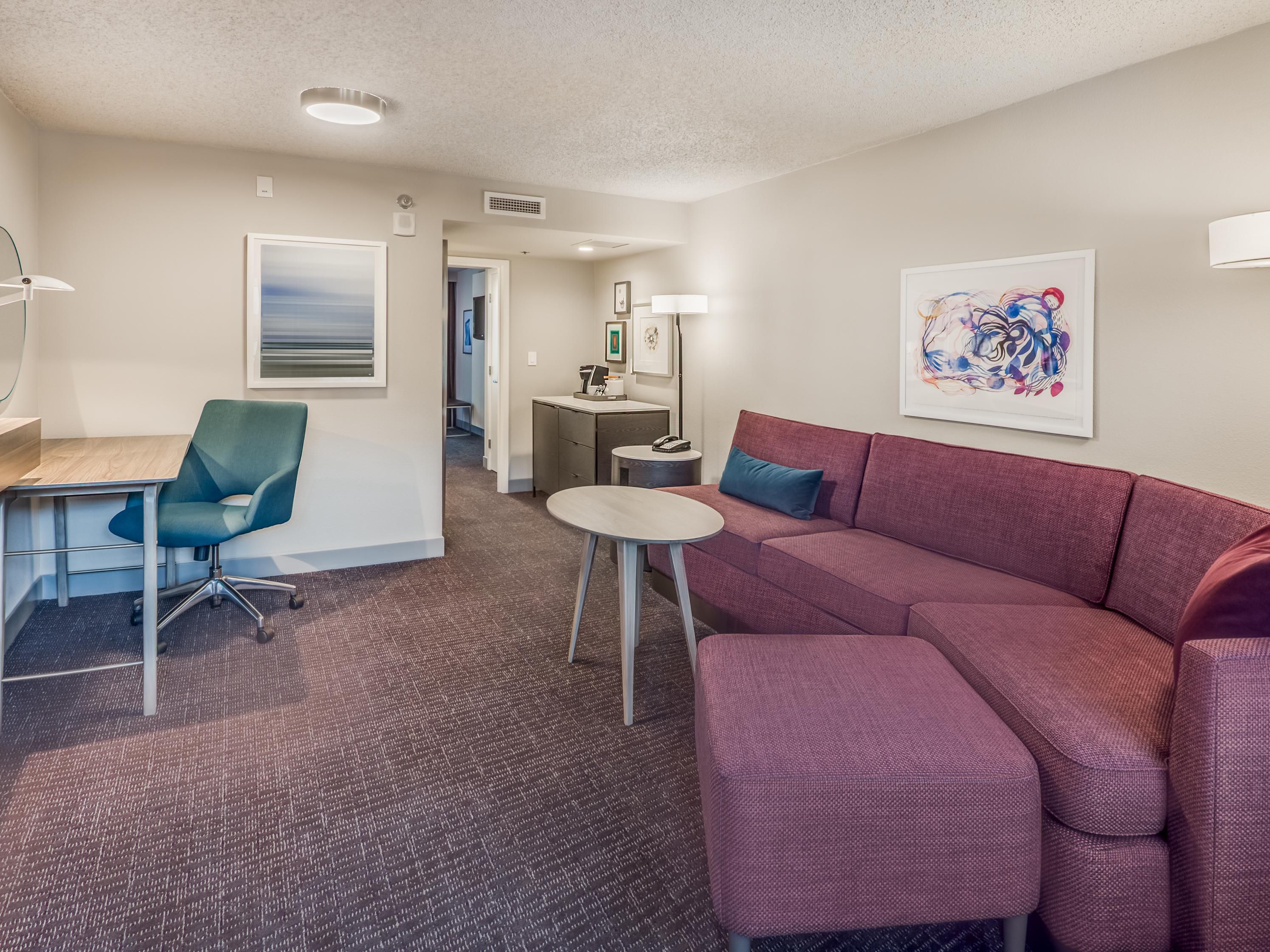 Our Arlington, TX hotel with a pool underwent an extensive renovation in 2021. From bathrooms to décor, every detail has been carefully updated. Each guest room now features a high-end, full-size, pull-out sleeper sofa. Relax on the sofa during the day and turn it into a plush bed at night.  