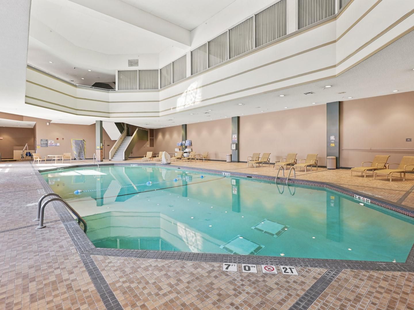 Swim year-round in our heated indoor pool, perfect for relaxing.