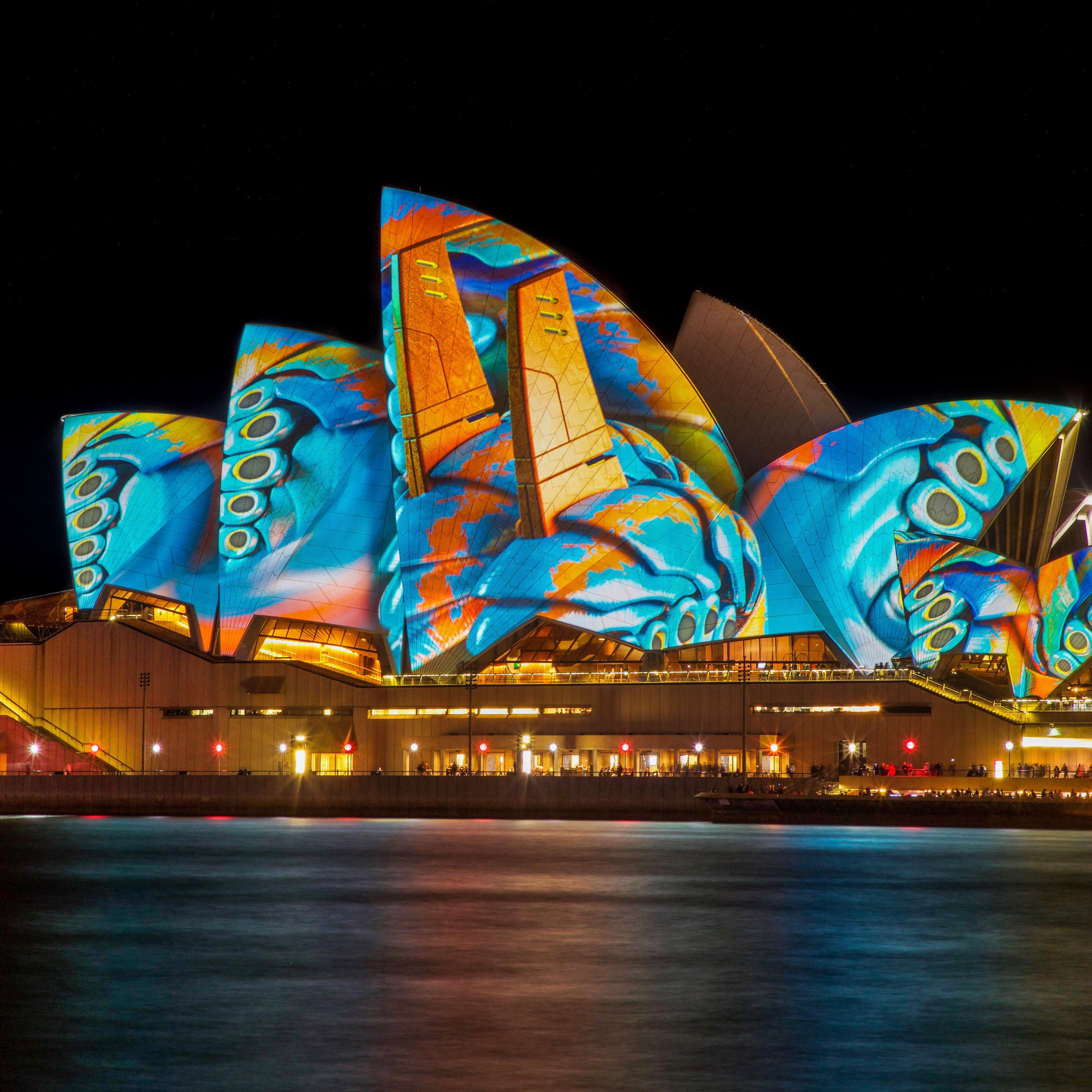 Electric views of the Opera House during Vivid Light Festival
