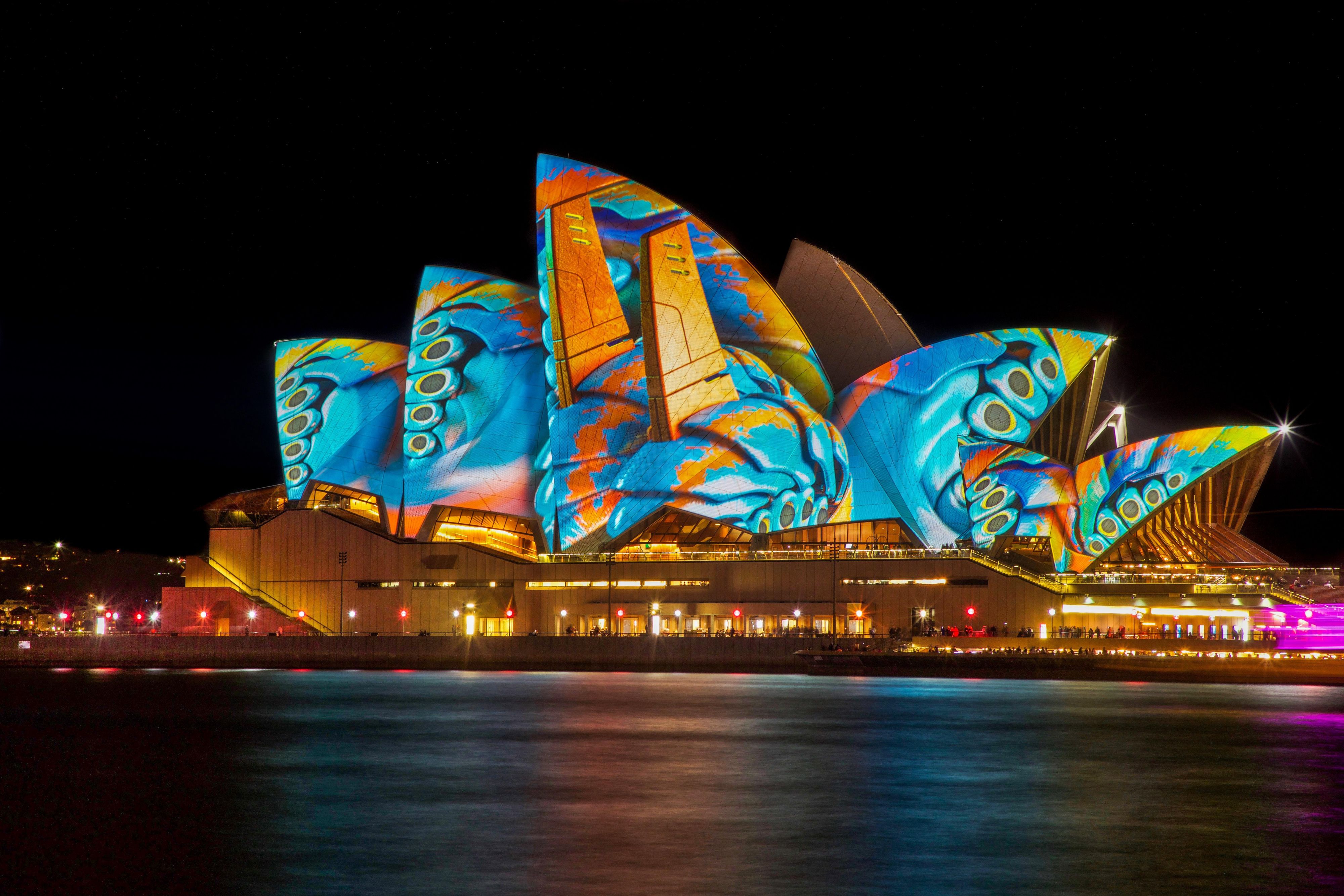 Electric views of the Opera House during Vivid Light Festival