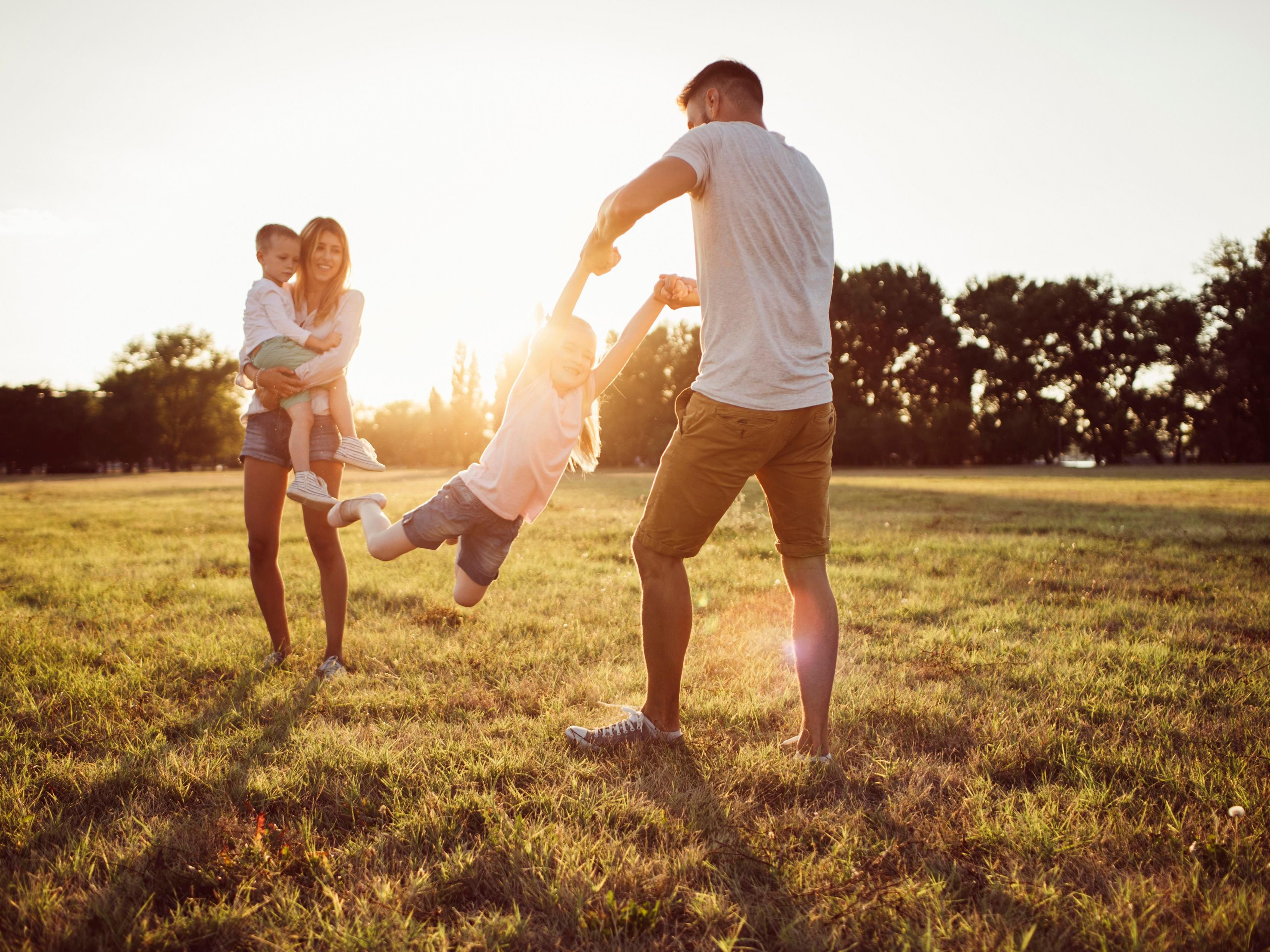 Family enjoying time together in park