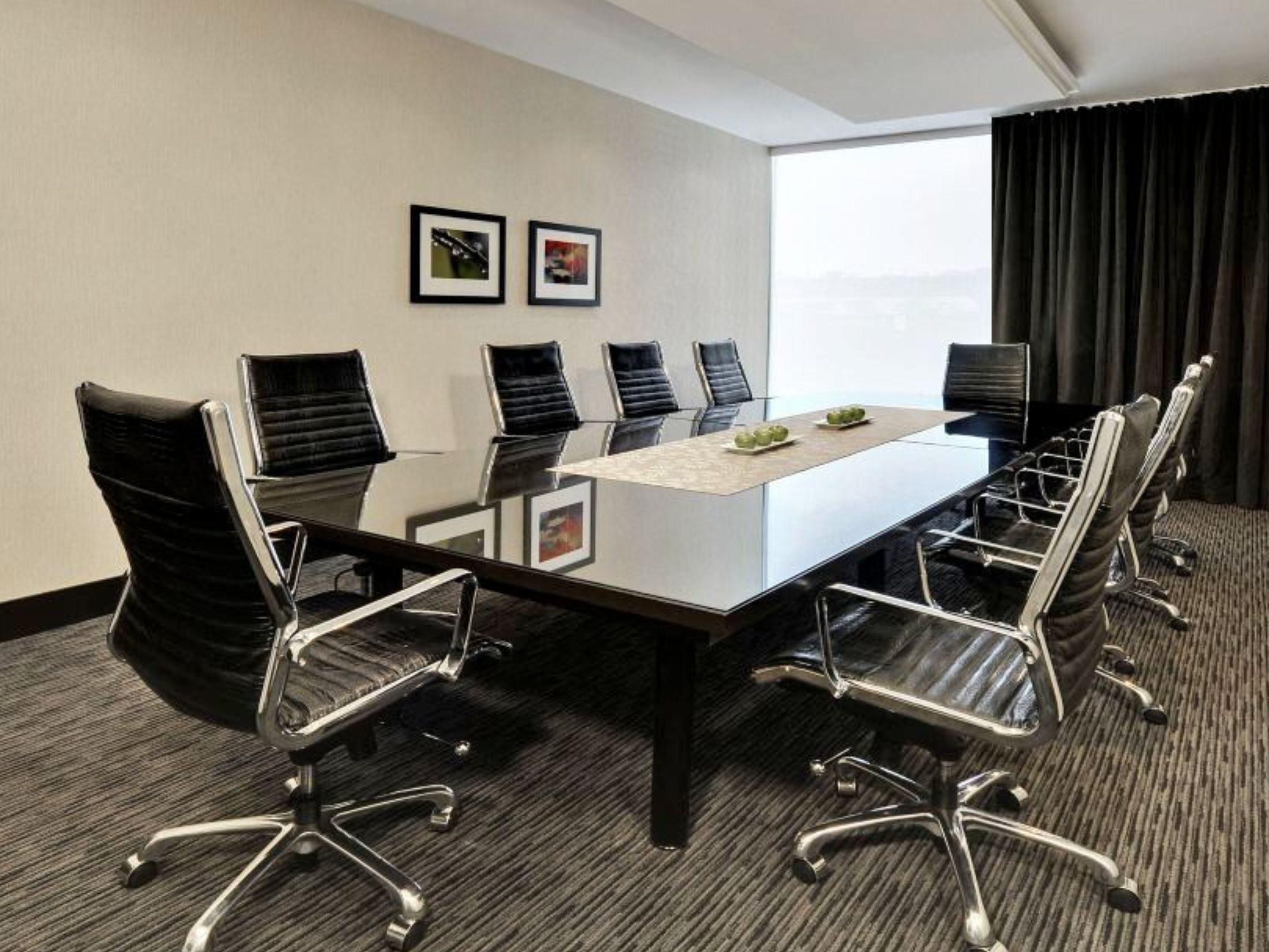 Board room with floor-to-ceiling window