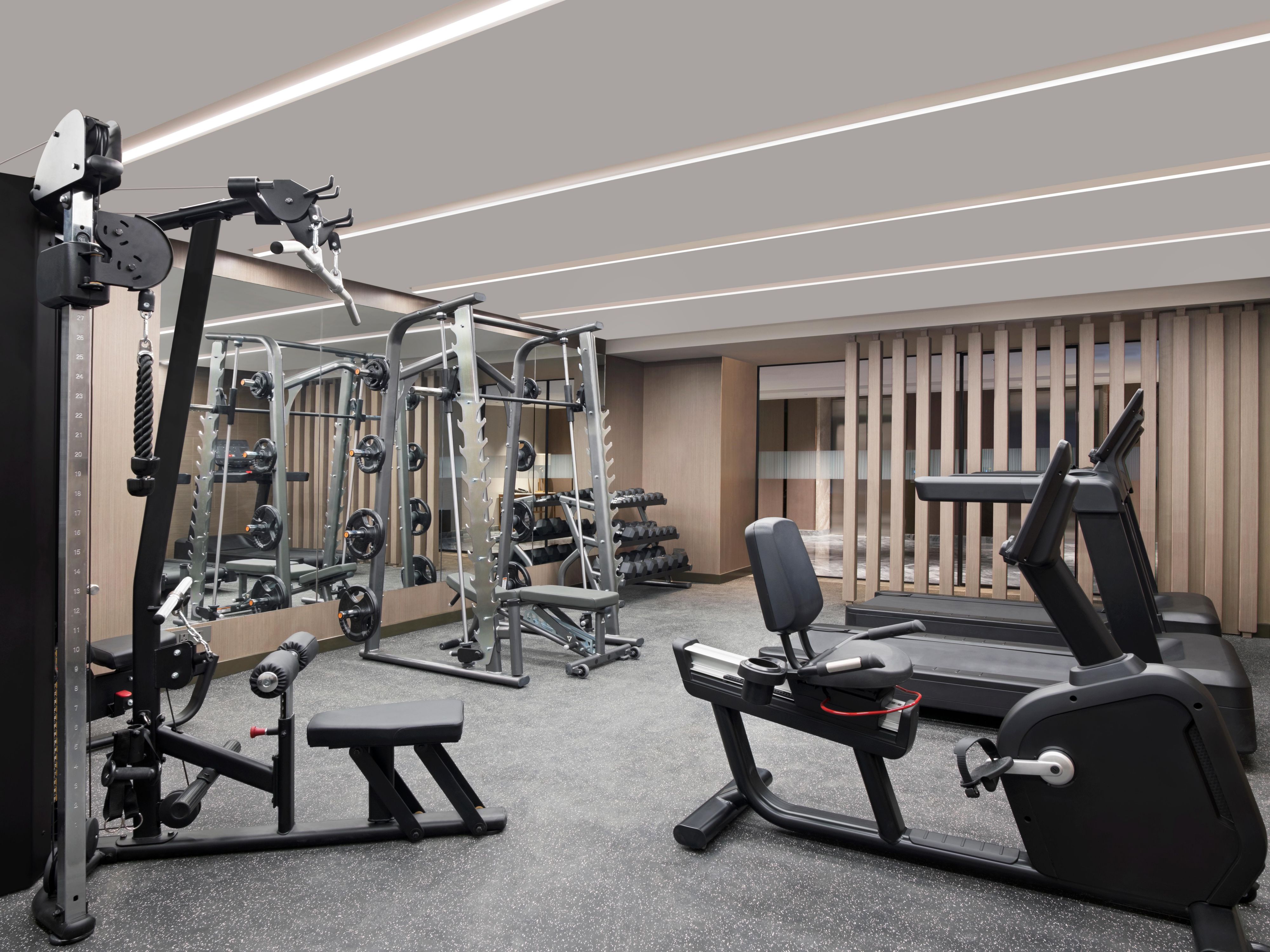 Our 24-hour gym is always open, featuring treadmills, ellipticals, free weights, and stationary bikes to keep you energized and on track with your fitness goals. 
