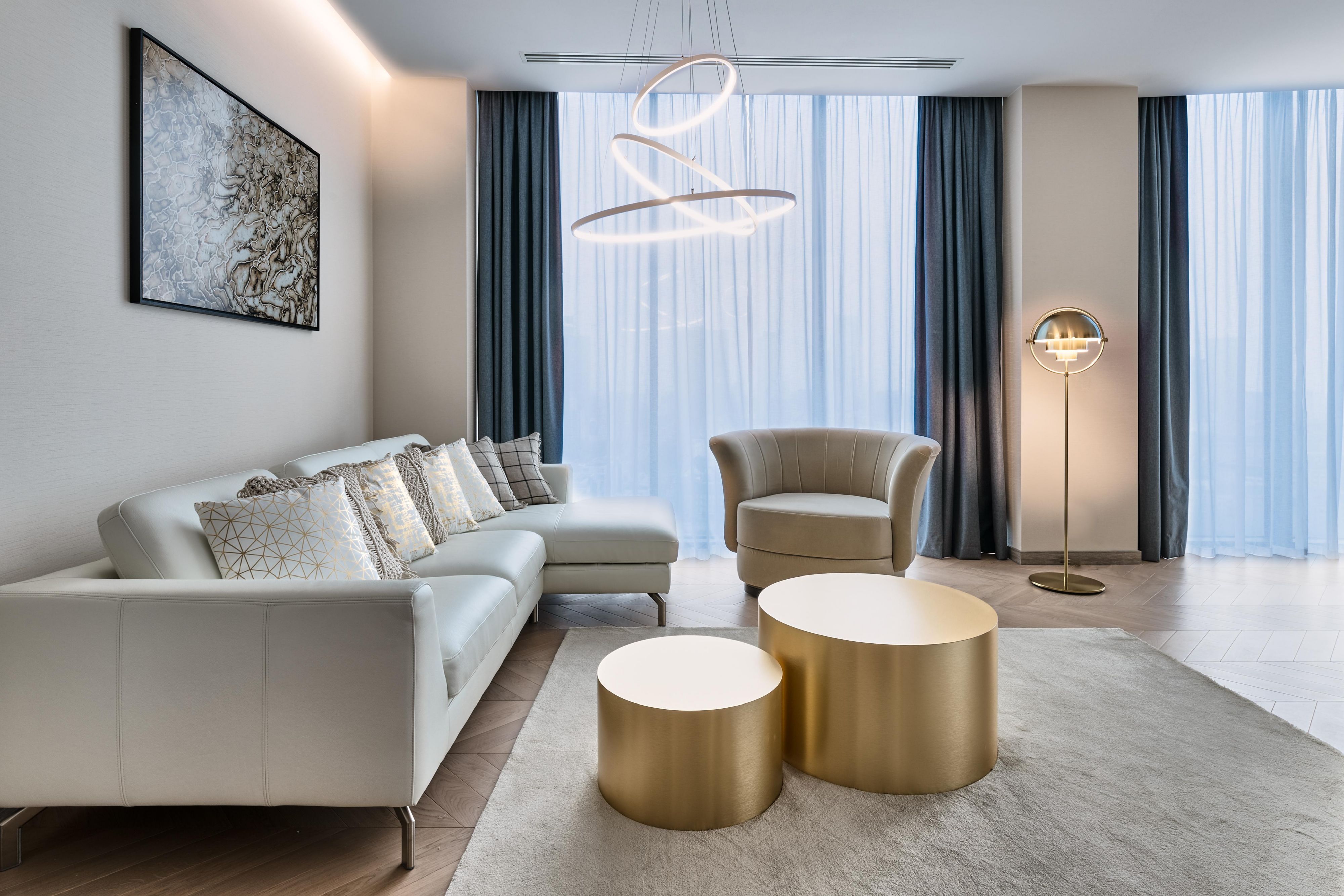 The light design of the living room in our junior suite