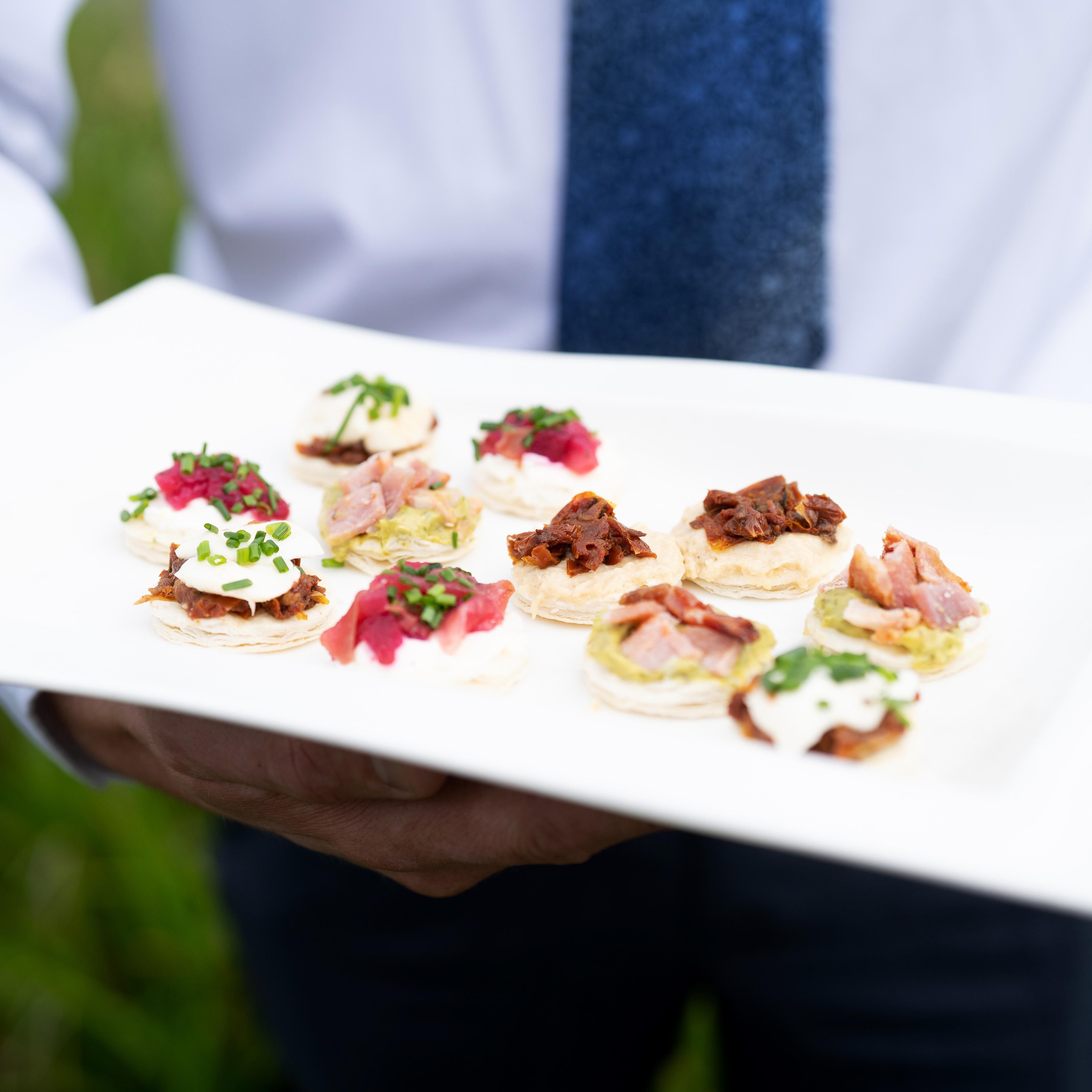 Canapes served at a wedding reception