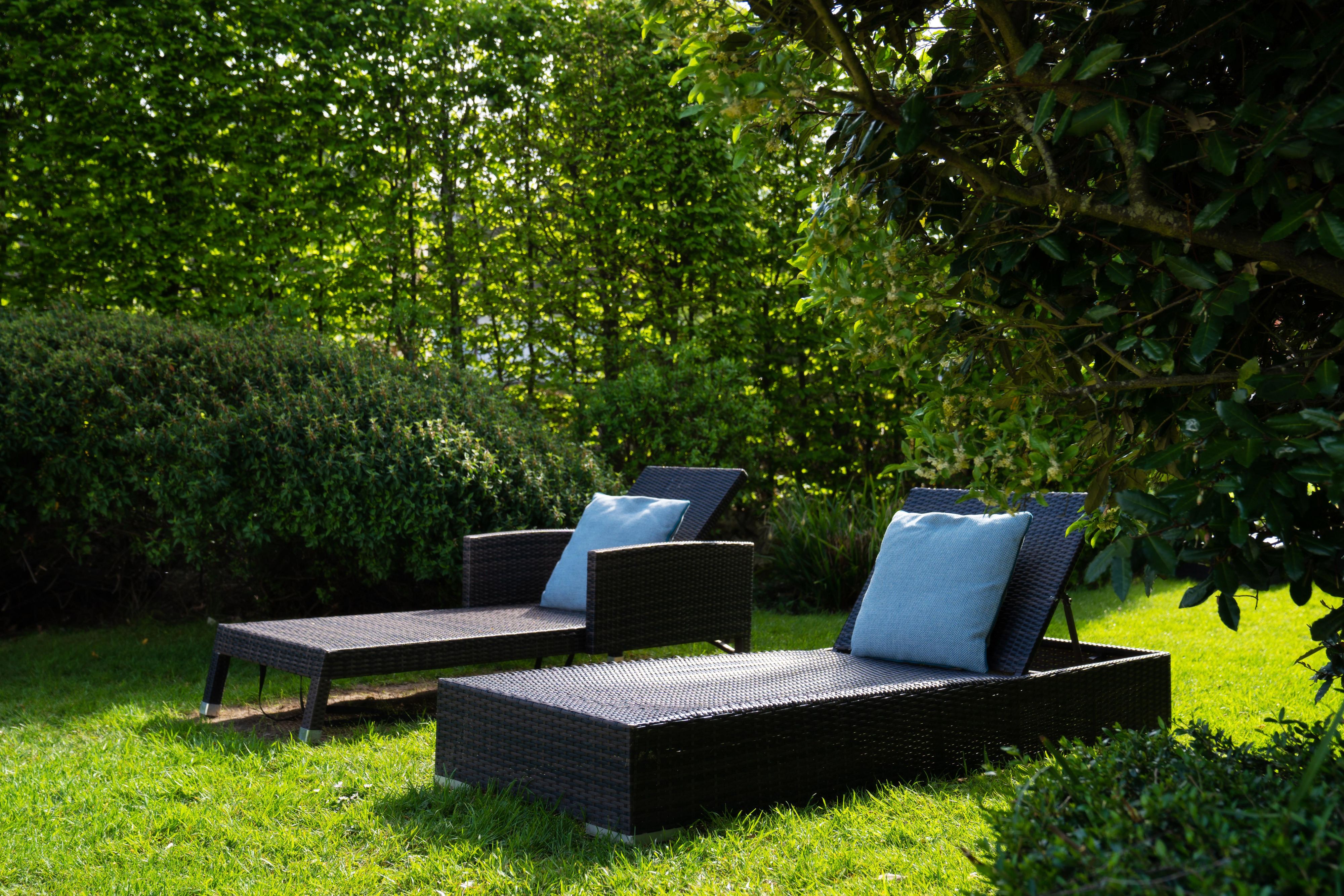 Secluded loungers in our garden for guest to relax on.
