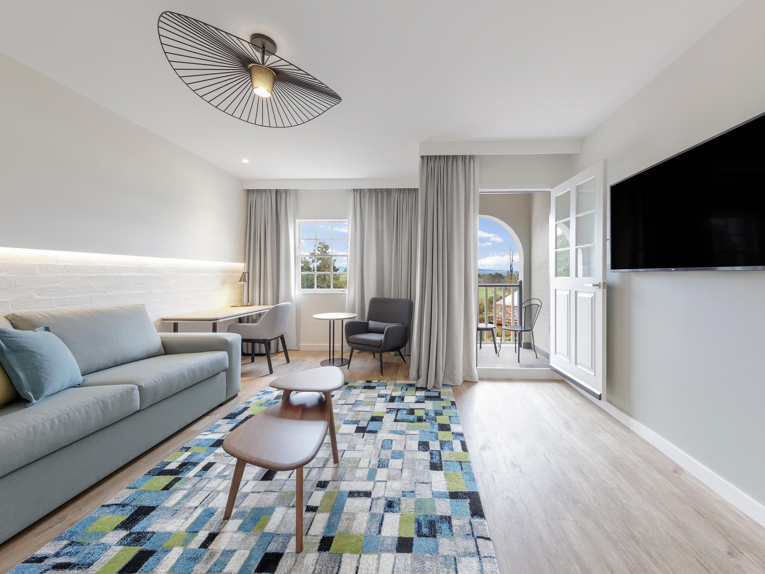 Discover the beauty of our brand new guest rooms. Rich in culture & contemporary style, relax, unwind, or get productive with spacious, light-filled interiors and unmatched connectivity. Stream your favourite movies with Chromecast or watch the sunset over the Blue Mountains from your private balcony. Whatever the occasion, there is a room for you.