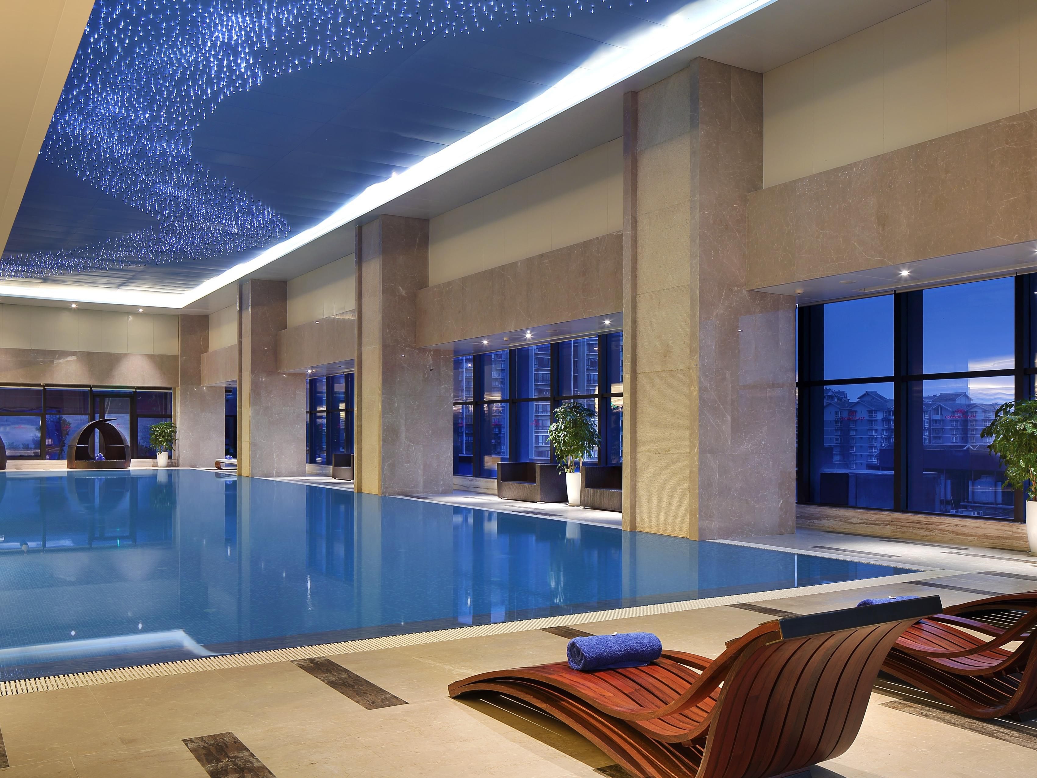 Our heated, indoor swimming pool offers constant water temperature and is ideal for lap swim or just splashing around.