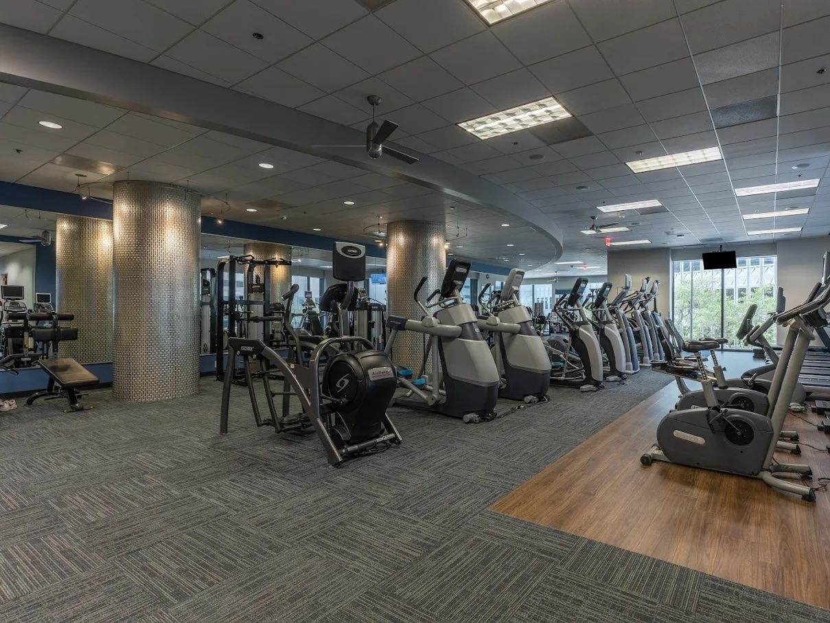 gym with various cardio equipment