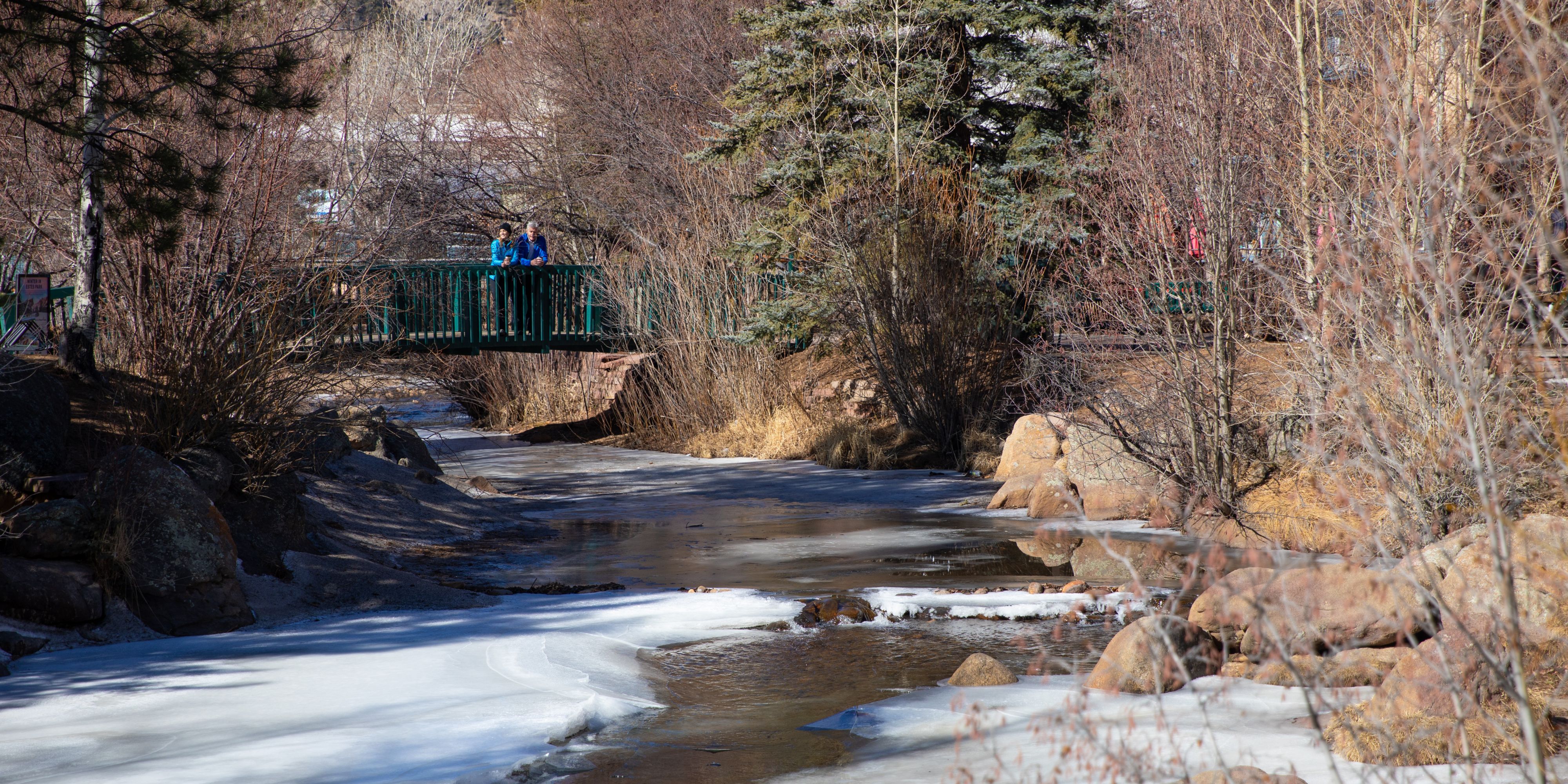 Winter riverwalk in Estes Park