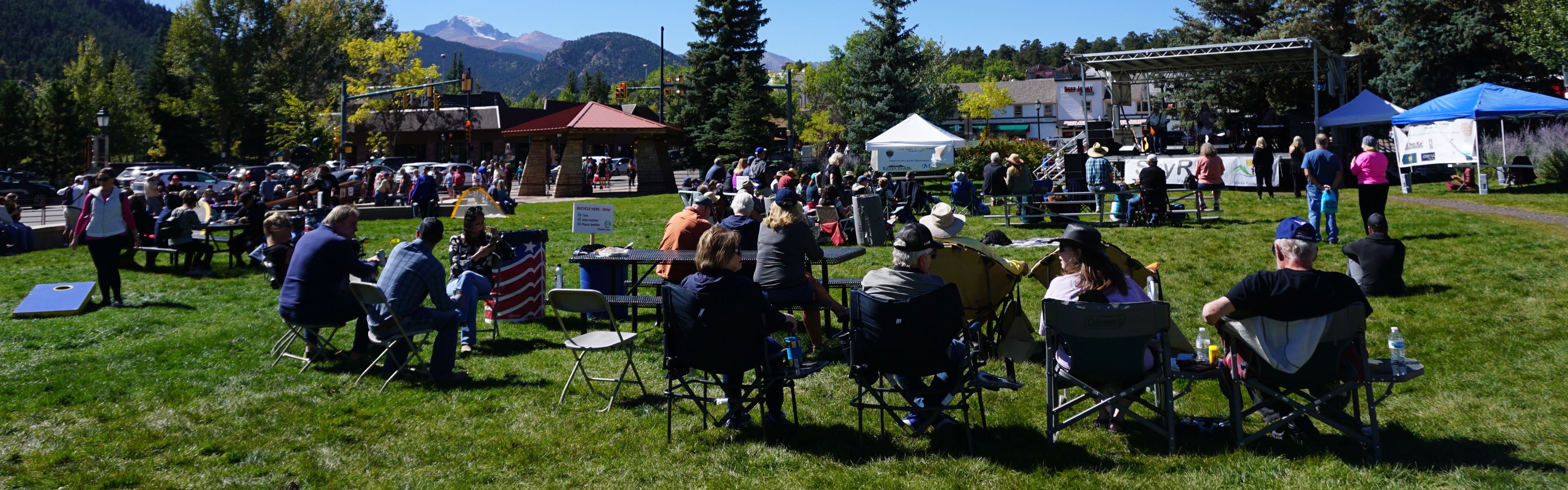Group in lawn chairs at a festival