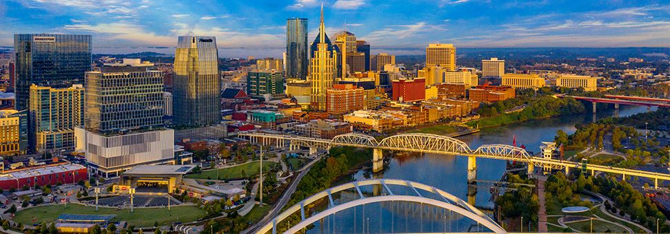 Aerial View of Nashville and riverside